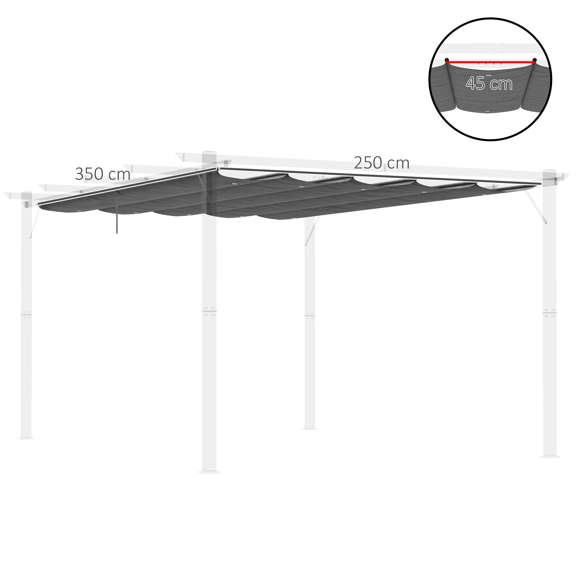 Outsunny Pergola Shade Cover Replacement Canopy for 4 x 3(m) Pergola, Grey - Image 5