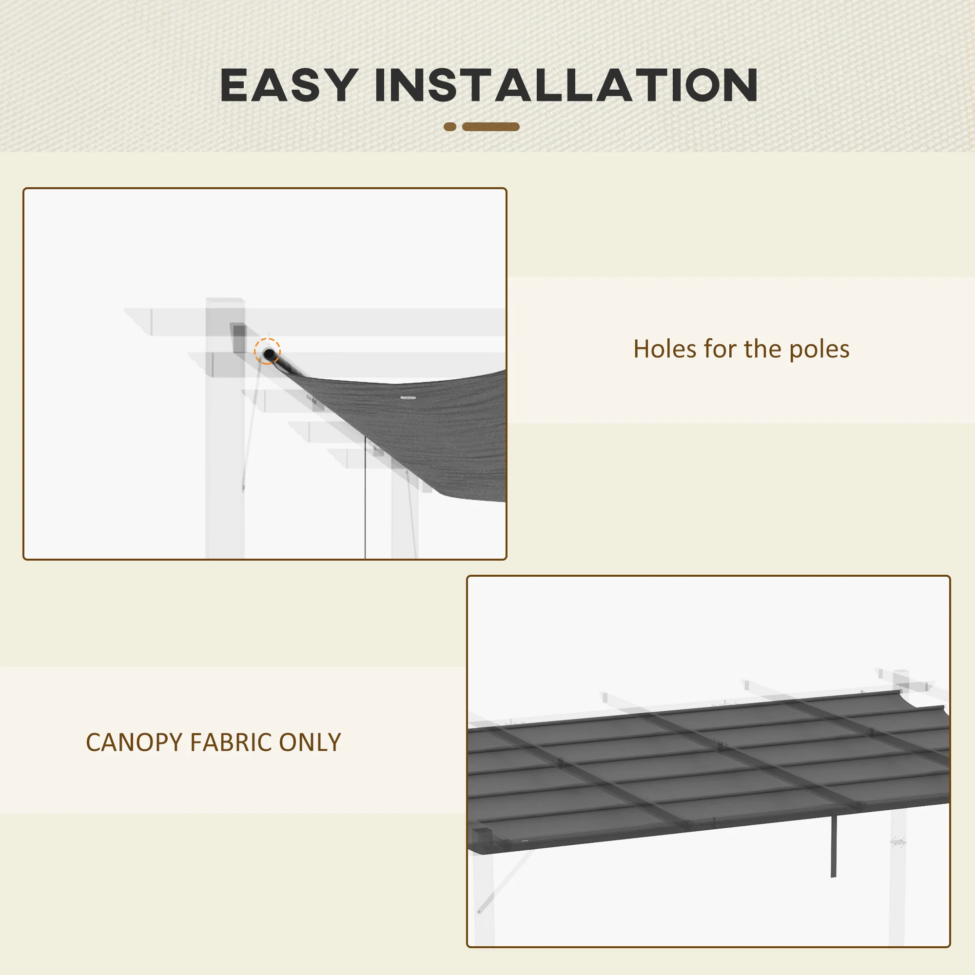 Outsunny Pergola Shade Cover Replacement Canopy for 4 x 3(m) Pergola, Grey - Image 6