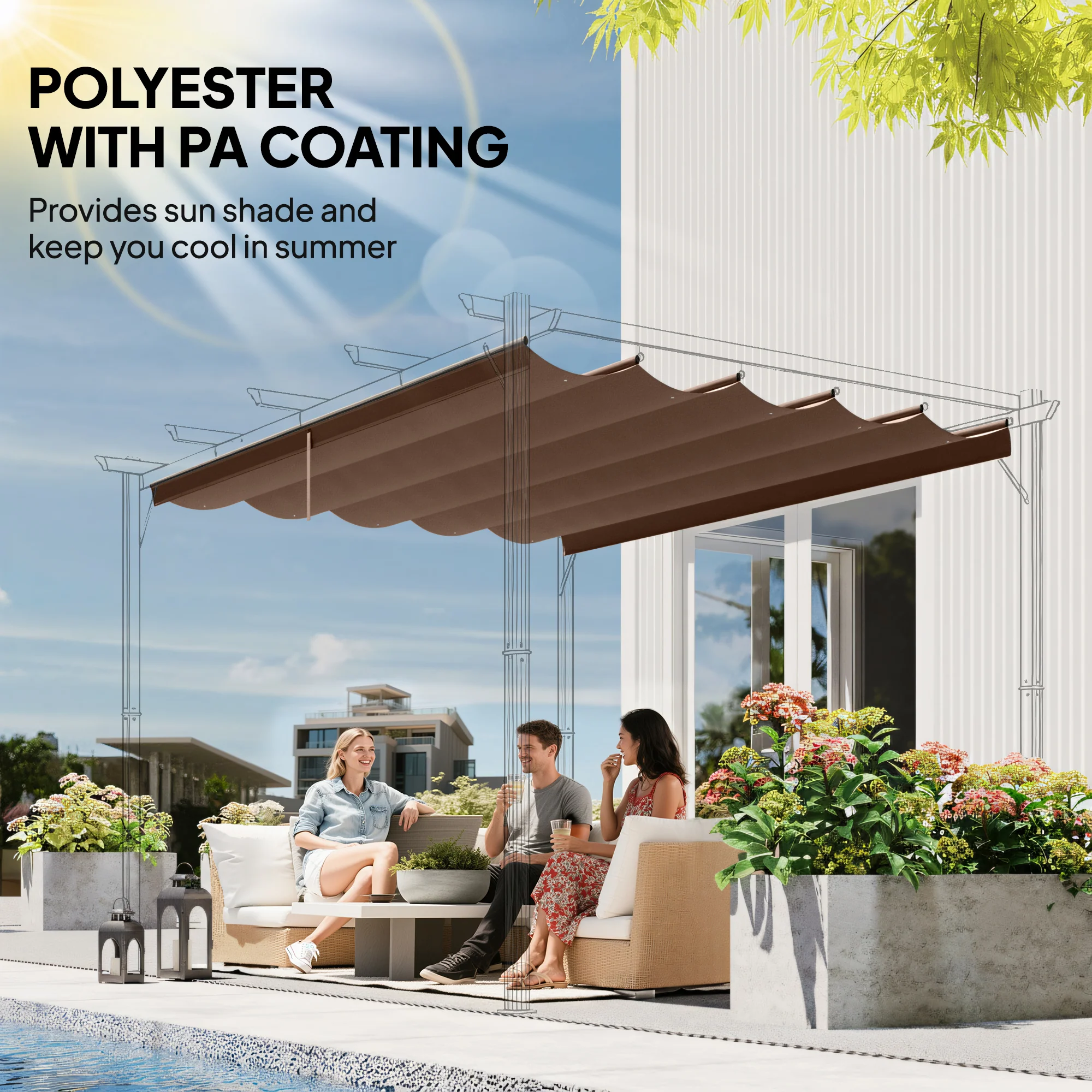 Outsunny Pergola Shade Cover Replacement Canopy for Pergola - Image 4