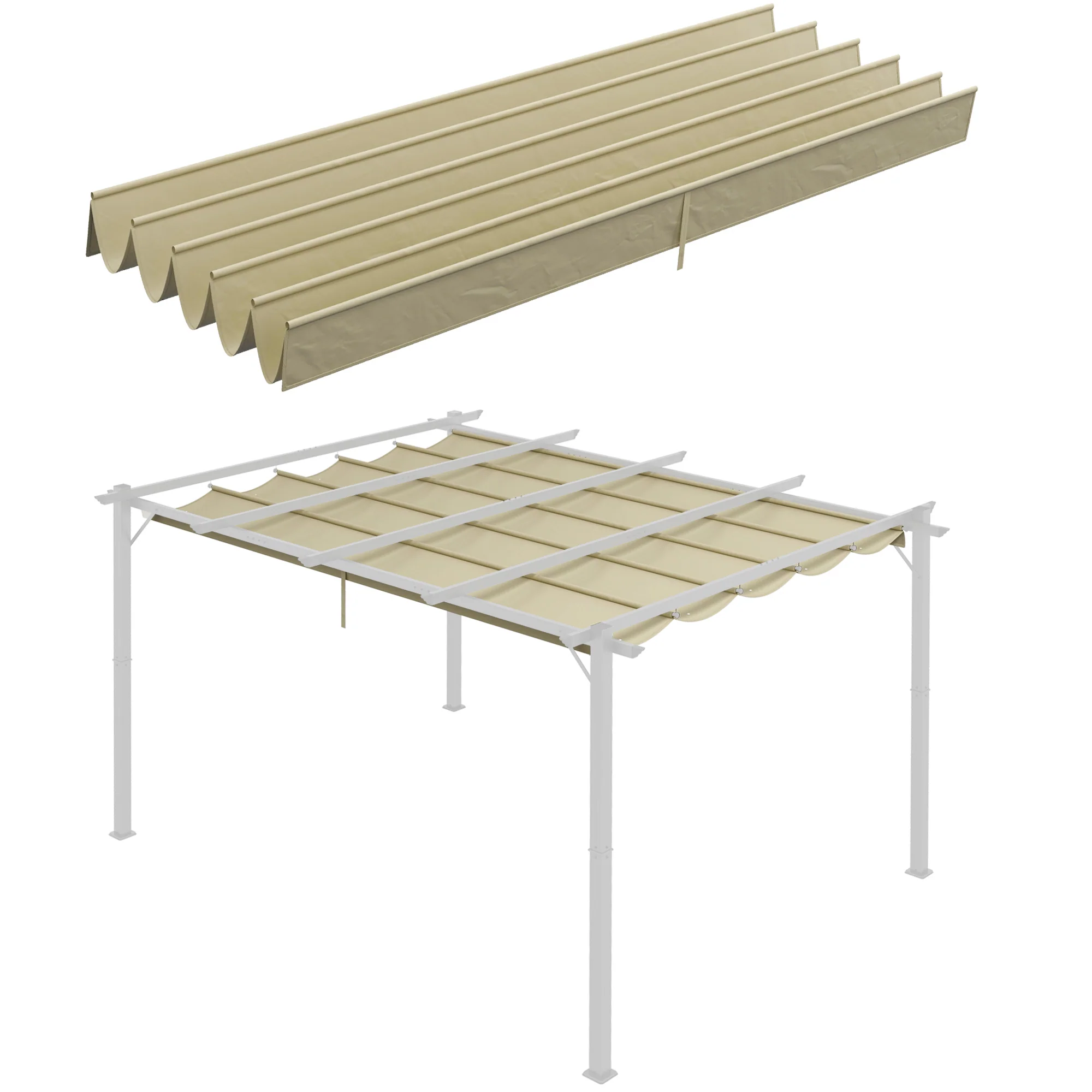 Outsunny Pergola Shade Cover Replacement Canopy For Pergola, Beige
