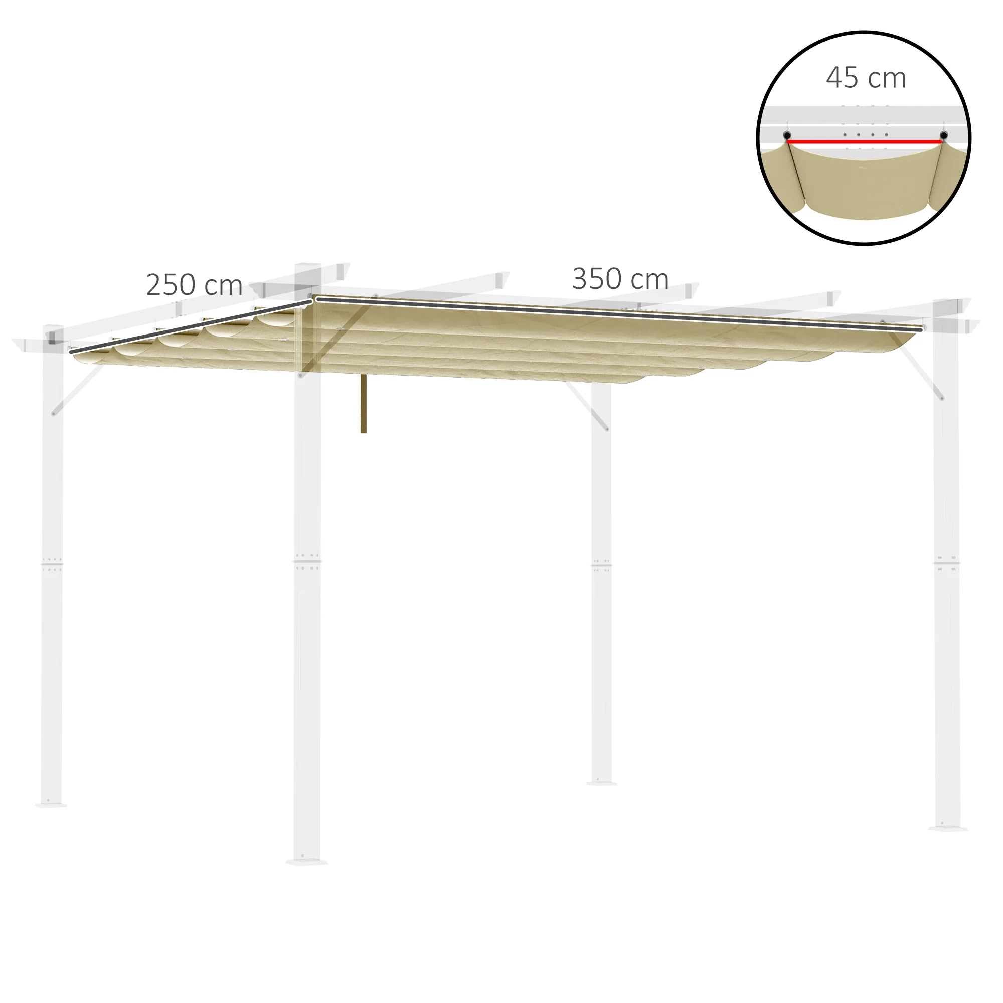 Outsunny Pergola Shade Cover Replacement Canopy For Pergola, Beige - Image 5