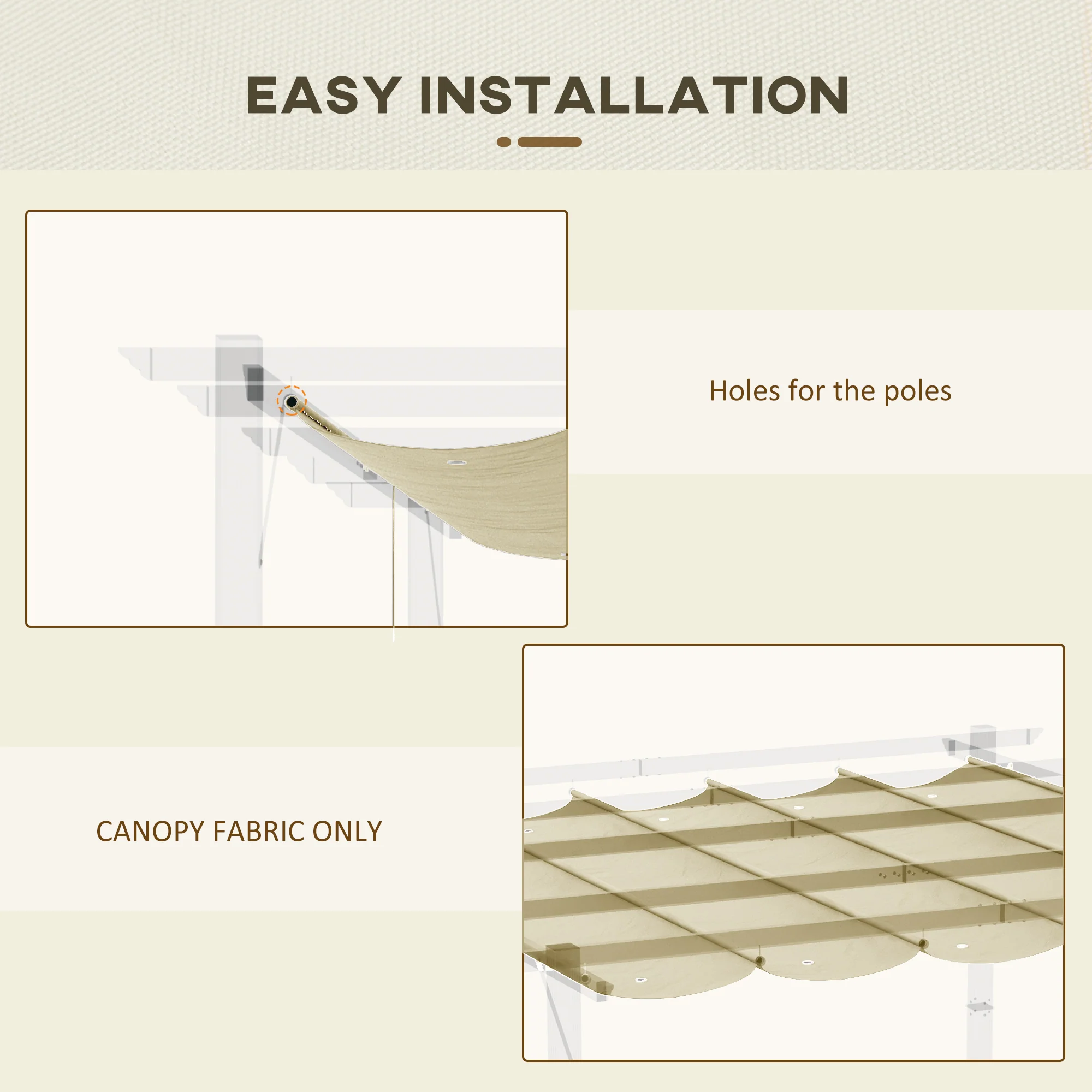 Outsunny Pergola Shade Cover Replacement Canopy For Pergola, Beige - Image 6