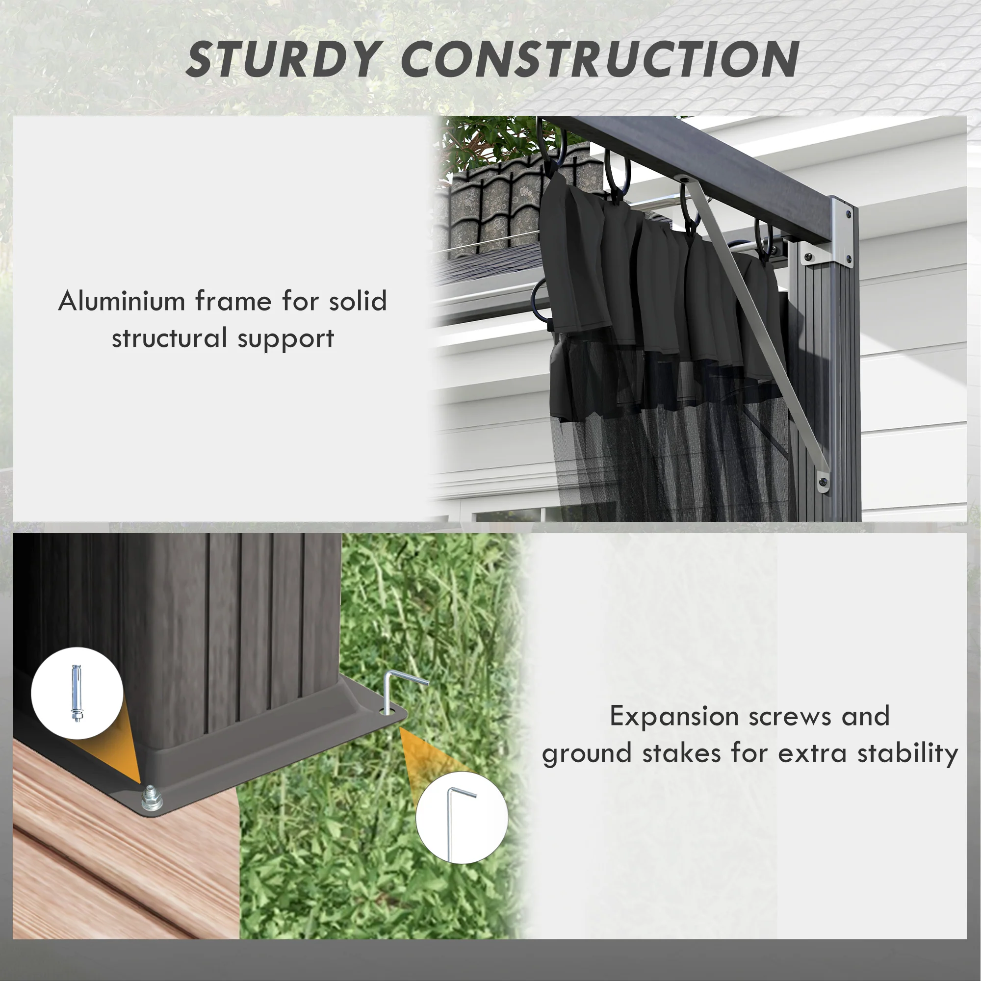 Outsunny Pergola With Retractable Roof And Netting, Dark Grey - Image 6