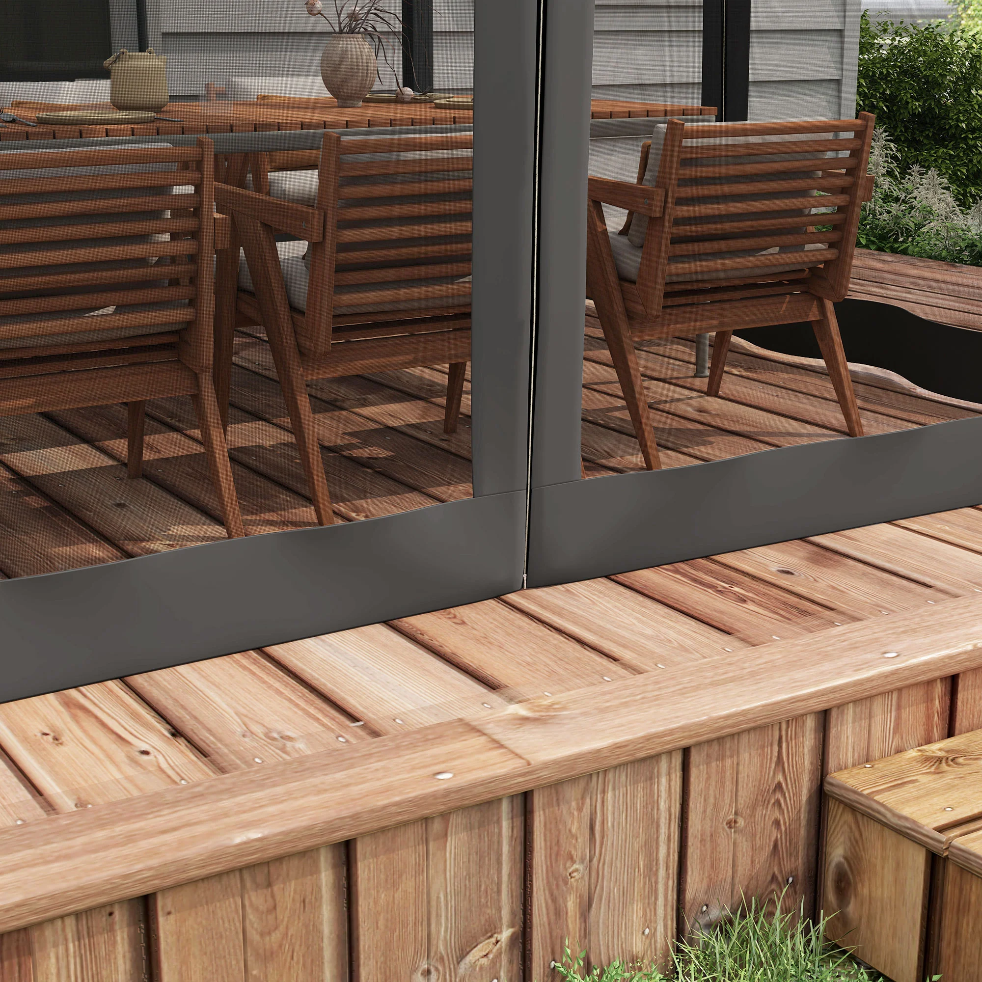 Outsunny Pergola With Retractable Roof And Netting, Dark Grey - Image 9