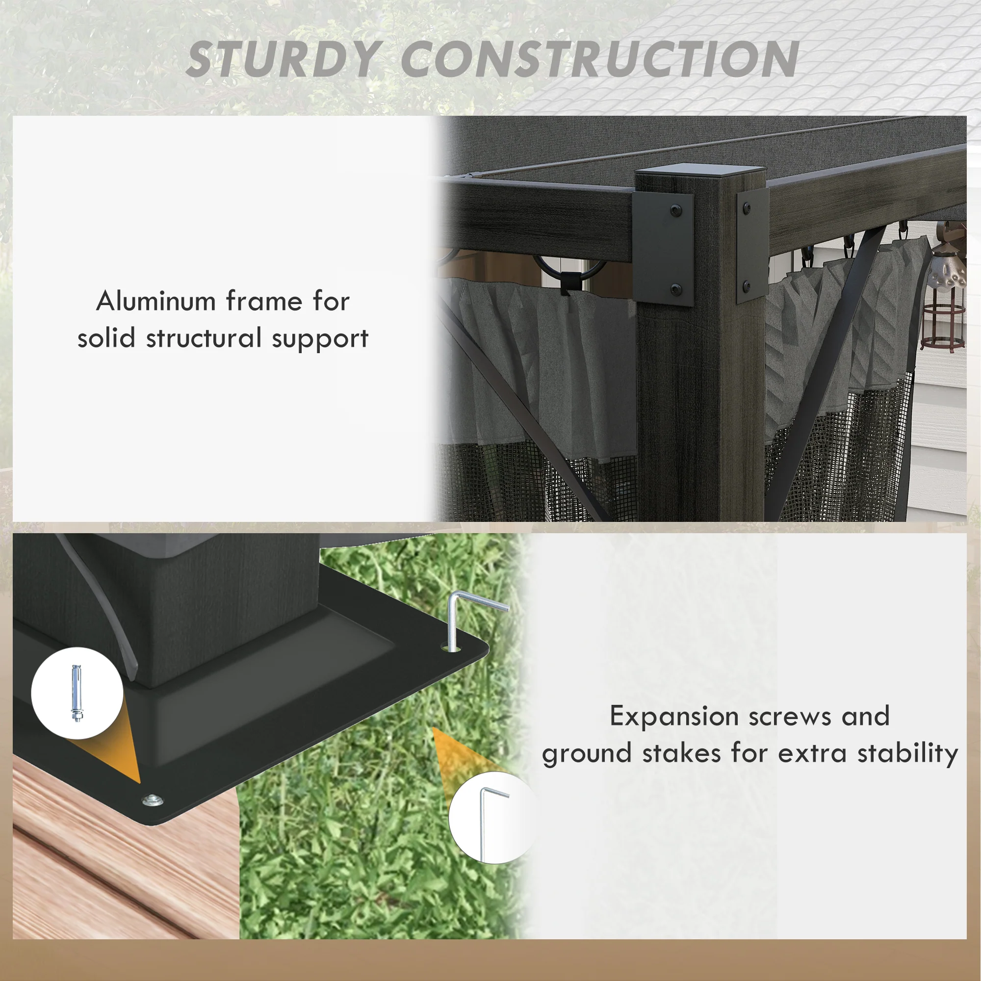 Outsunny Pergola With Retractable Roof And Netting, Dark Grey - Image 6