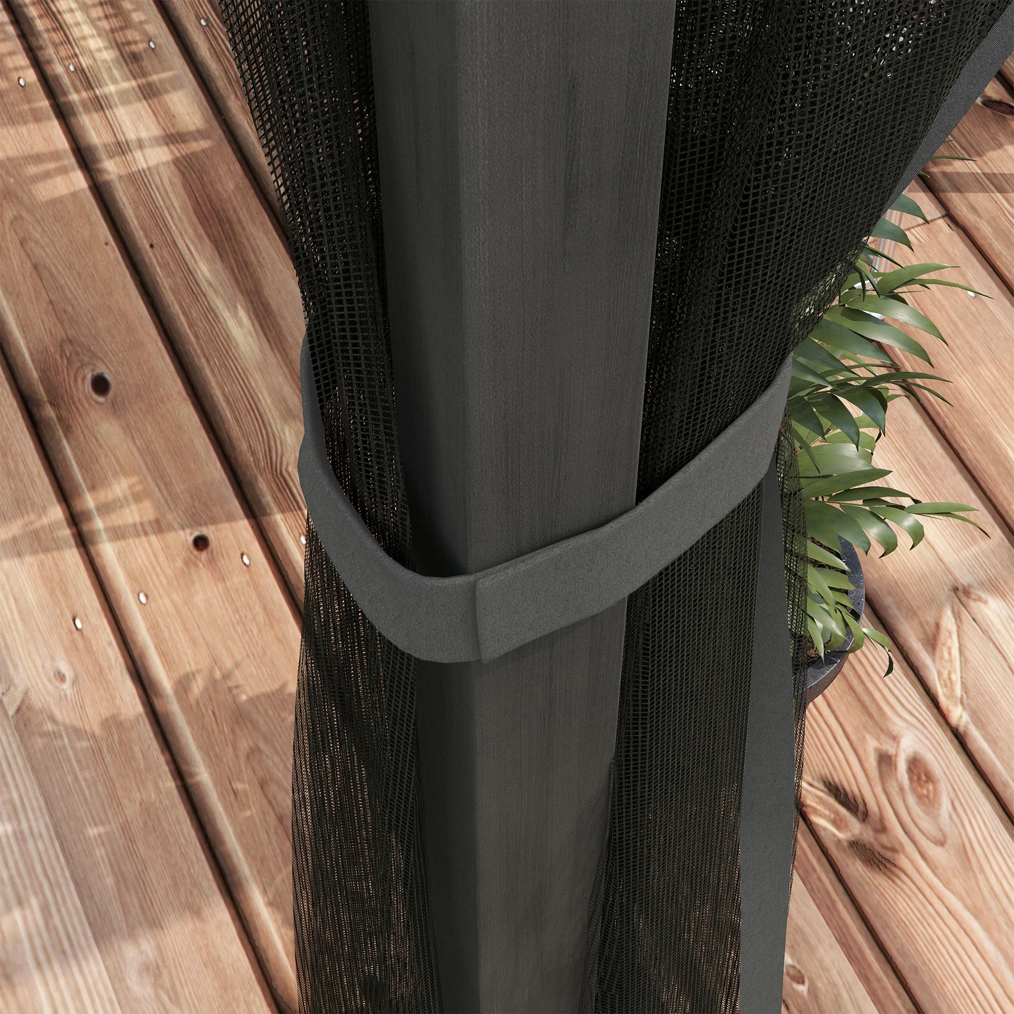 Outsunny Pergola With Retractable Roof And Netting, Dark Grey - Image 8