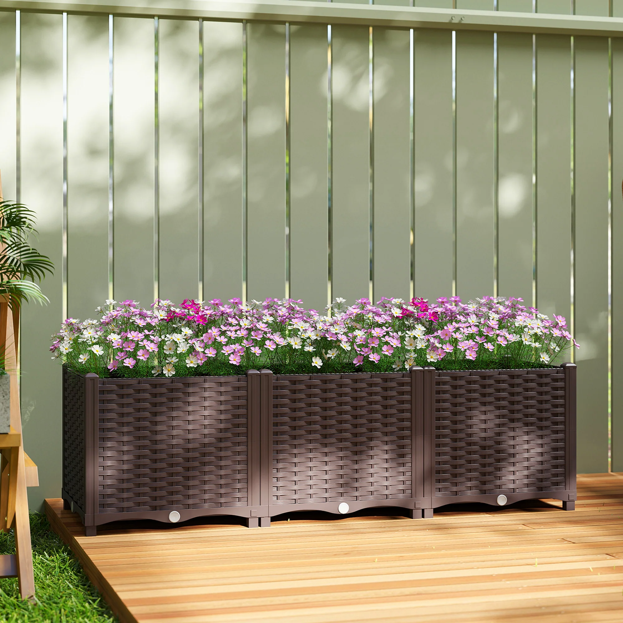Outsunny Plastic Raised Garden Bed with Legs and Drainage Holes and Plugs - Image 2