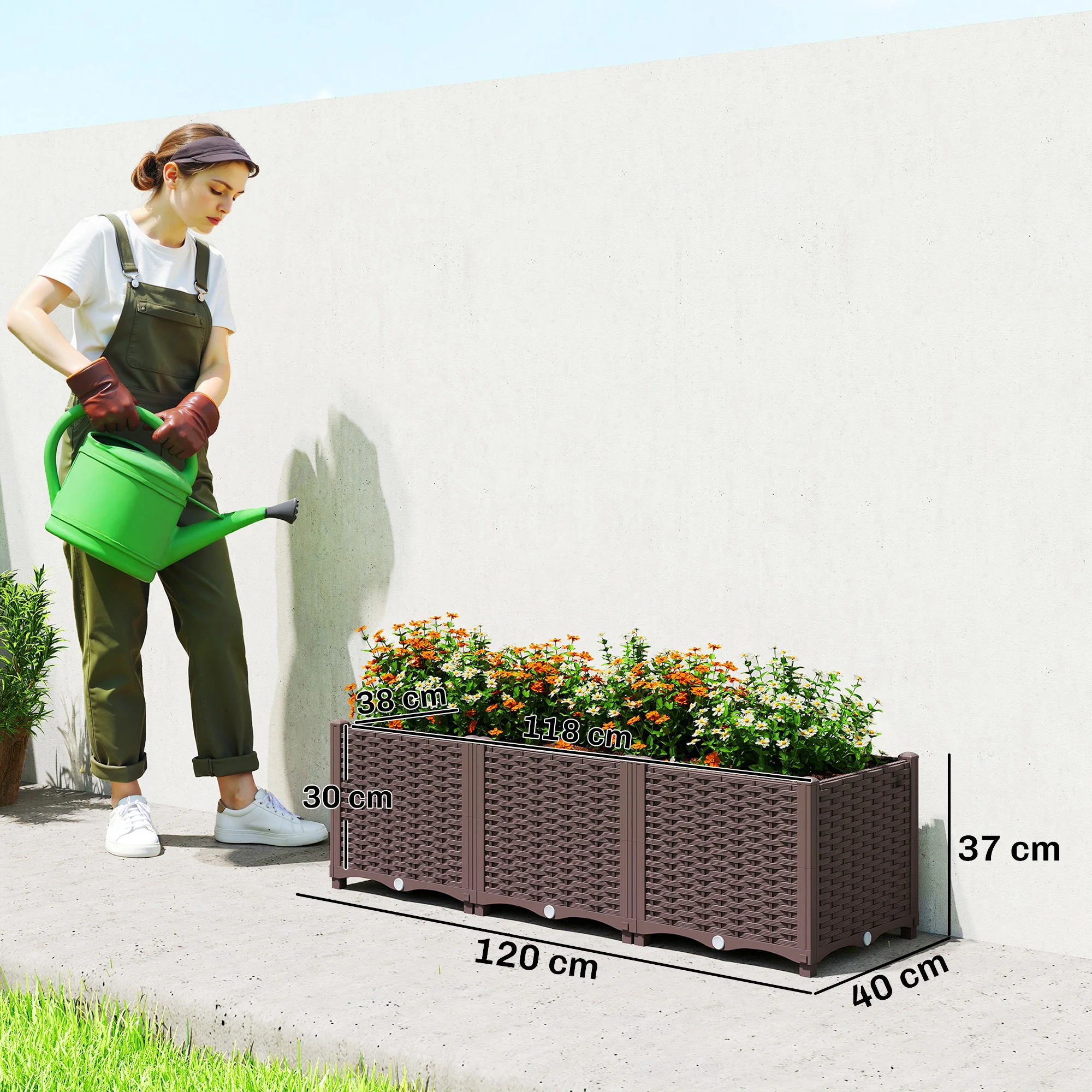Outsunny Plastic Raised Garden Bed with Legs and Drainage Holes and Plugs - Image 3