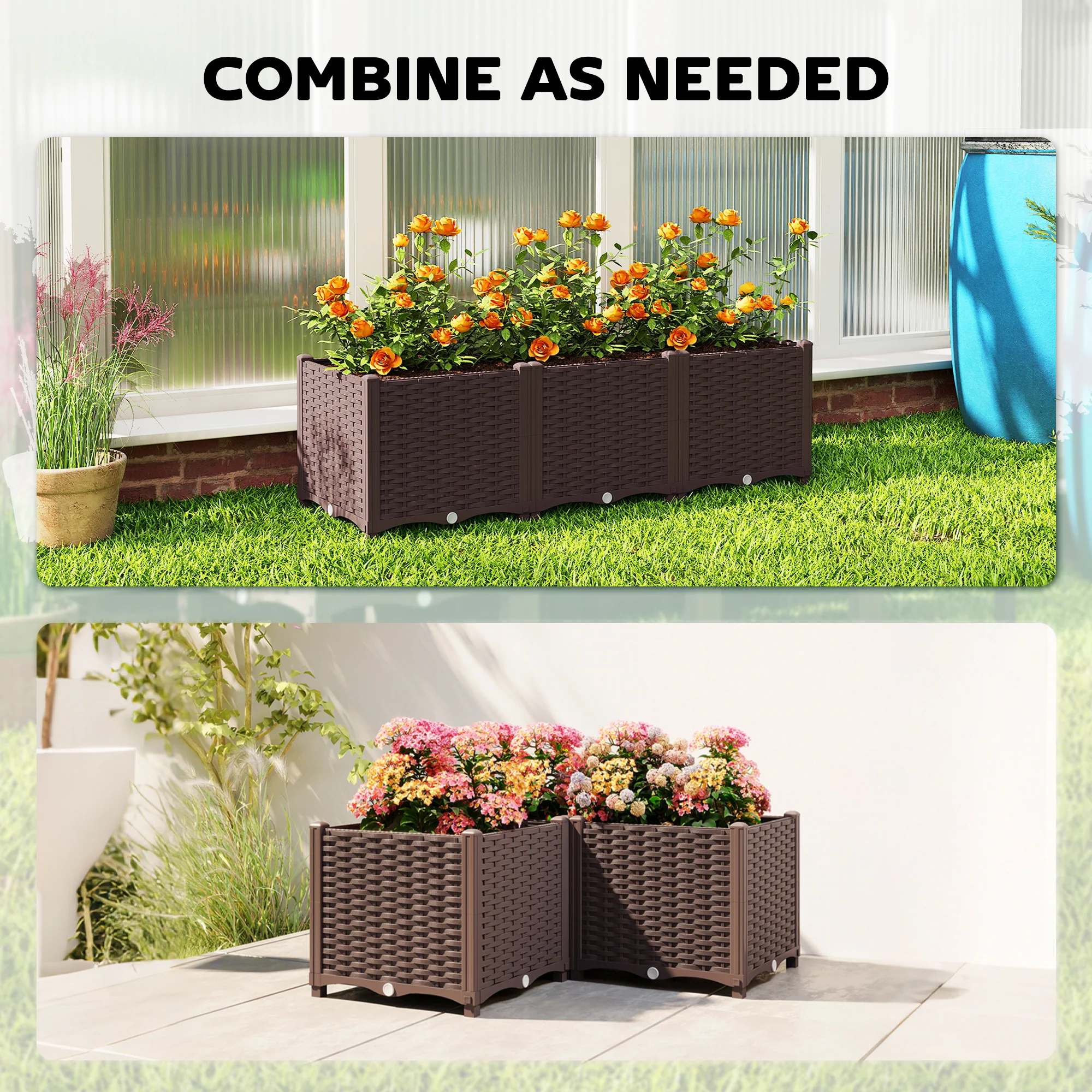 Outsunny Plastic Raised Garden Bed with Legs and Drainage Holes and Plugs - Image 4