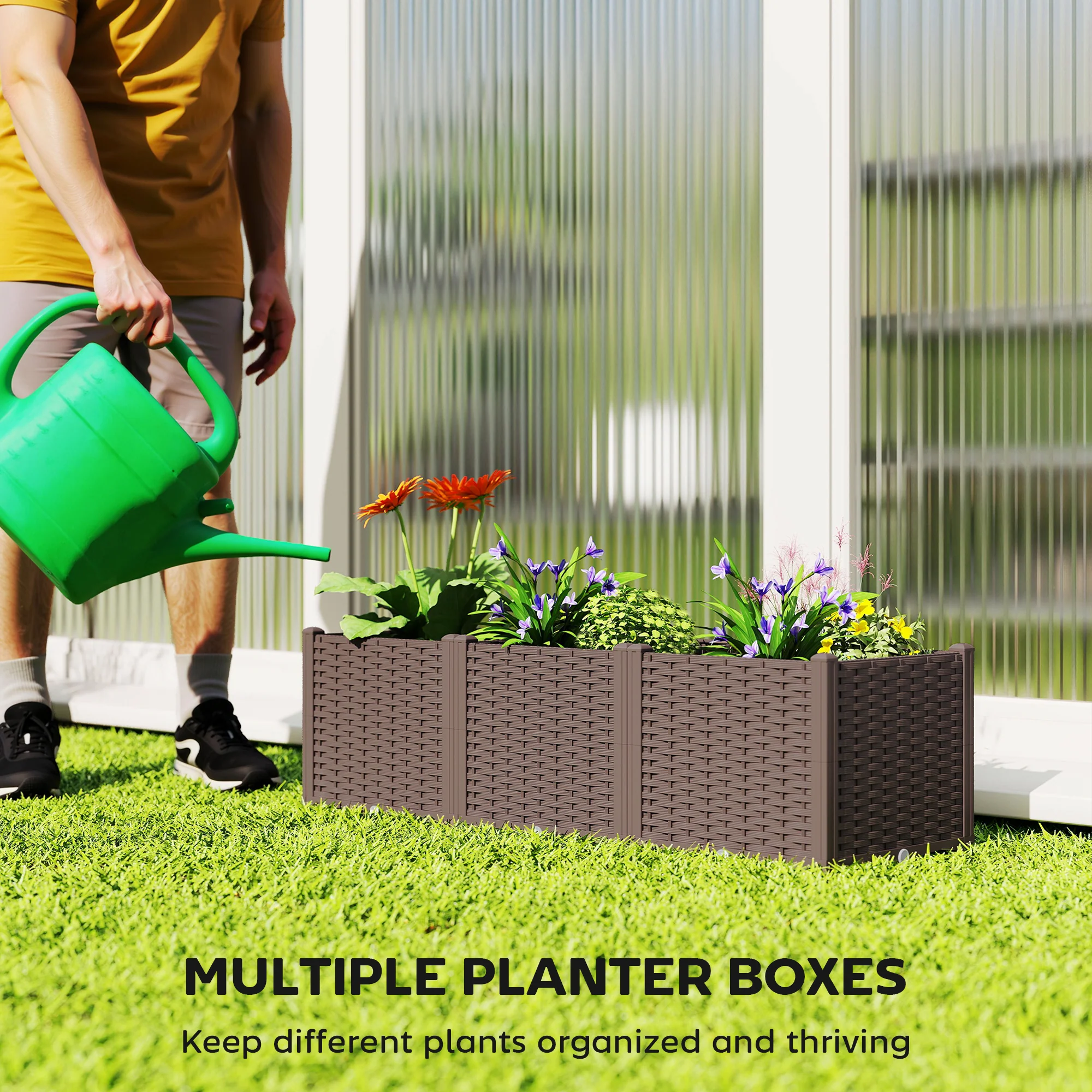 Outsunny Plastic Raised Garden Bed with Legs and Drainage Holes and Plugs - Image 5