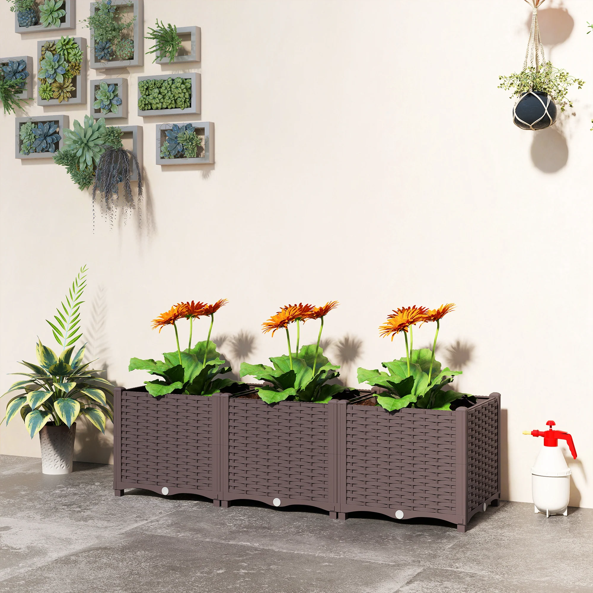 Outsunny Plastic Raised Garden Bed with Legs and Drainage Holes and Plugs - Image 8