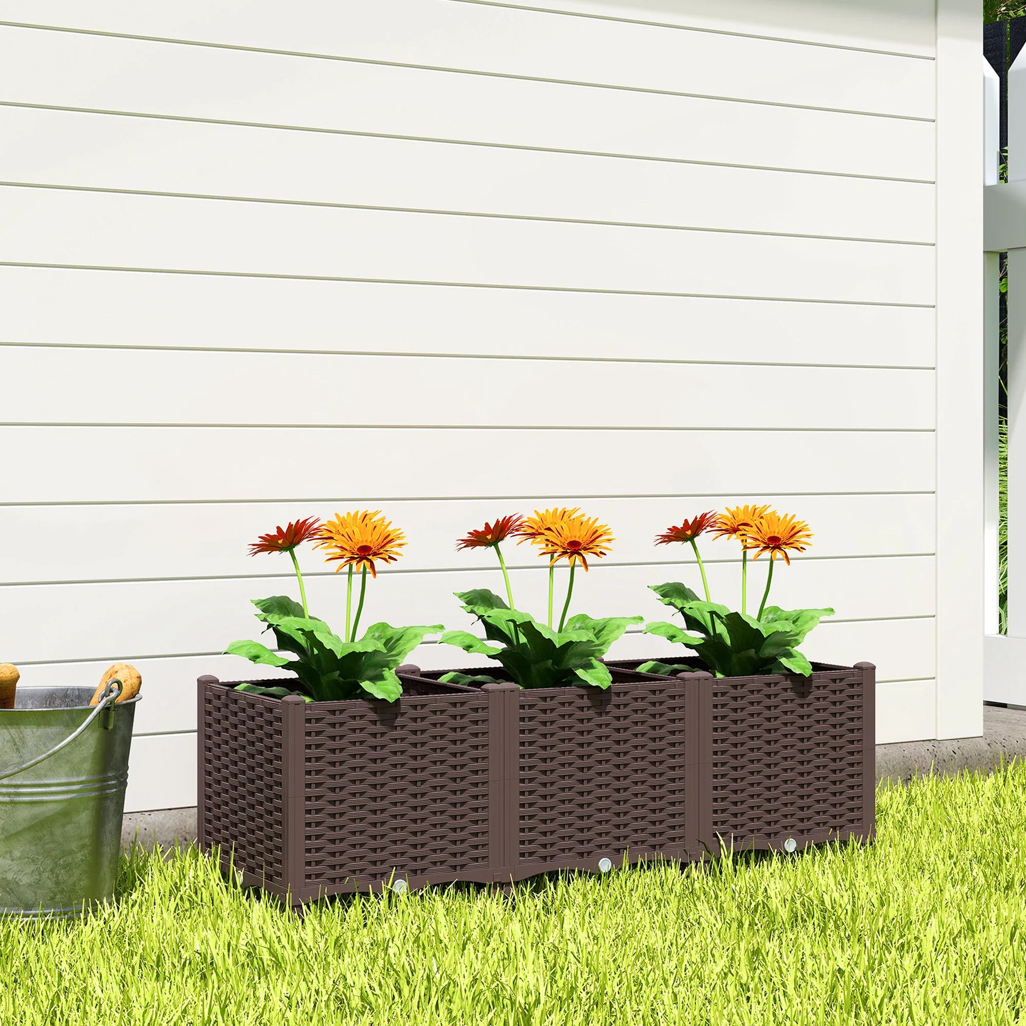 Outsunny Plastic Raised Garden Bed with Legs and Drainage Holes and Plugs - Image 9