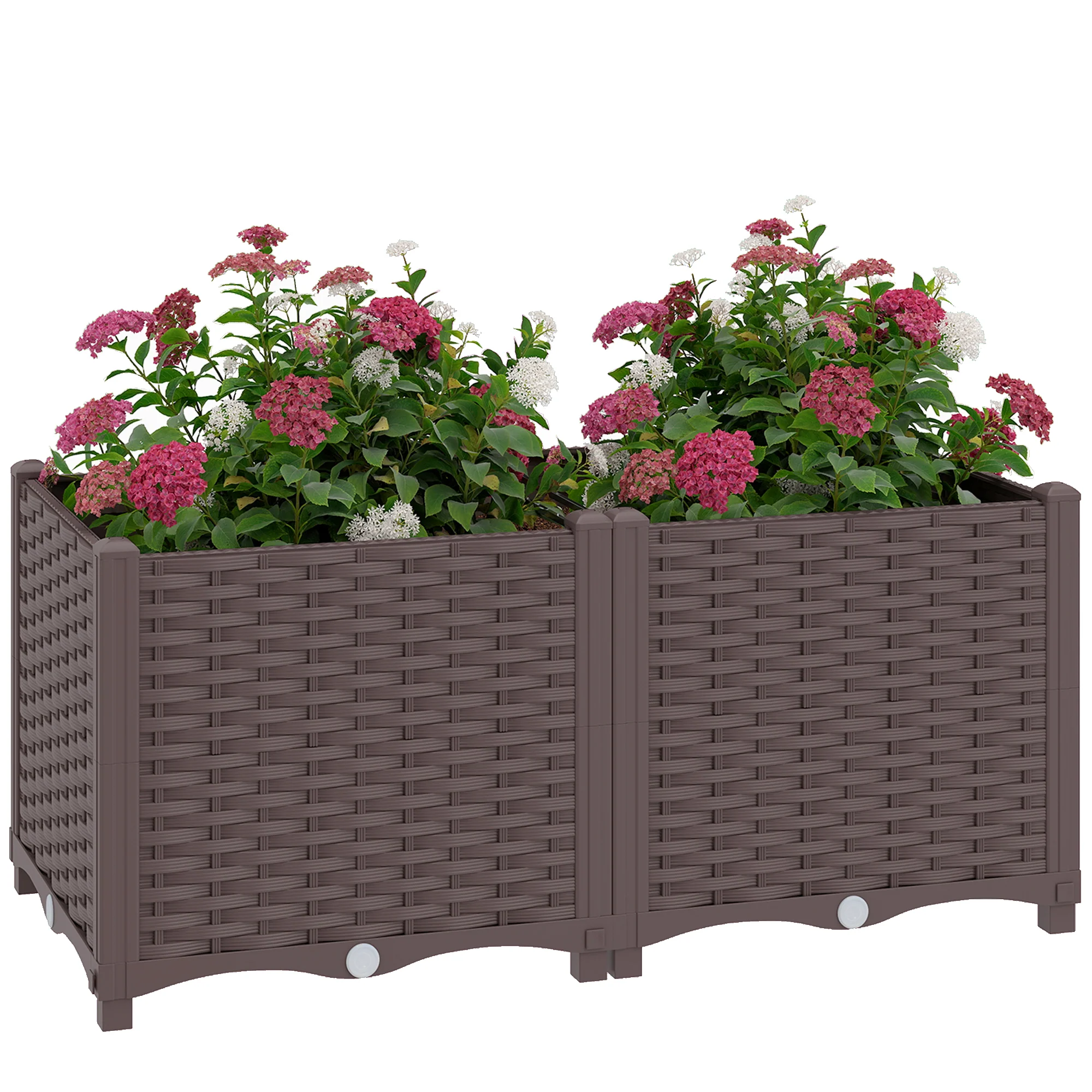 Outsunny Plastic Raised Garden Bed with Legs and Drainage Holes and Plugs