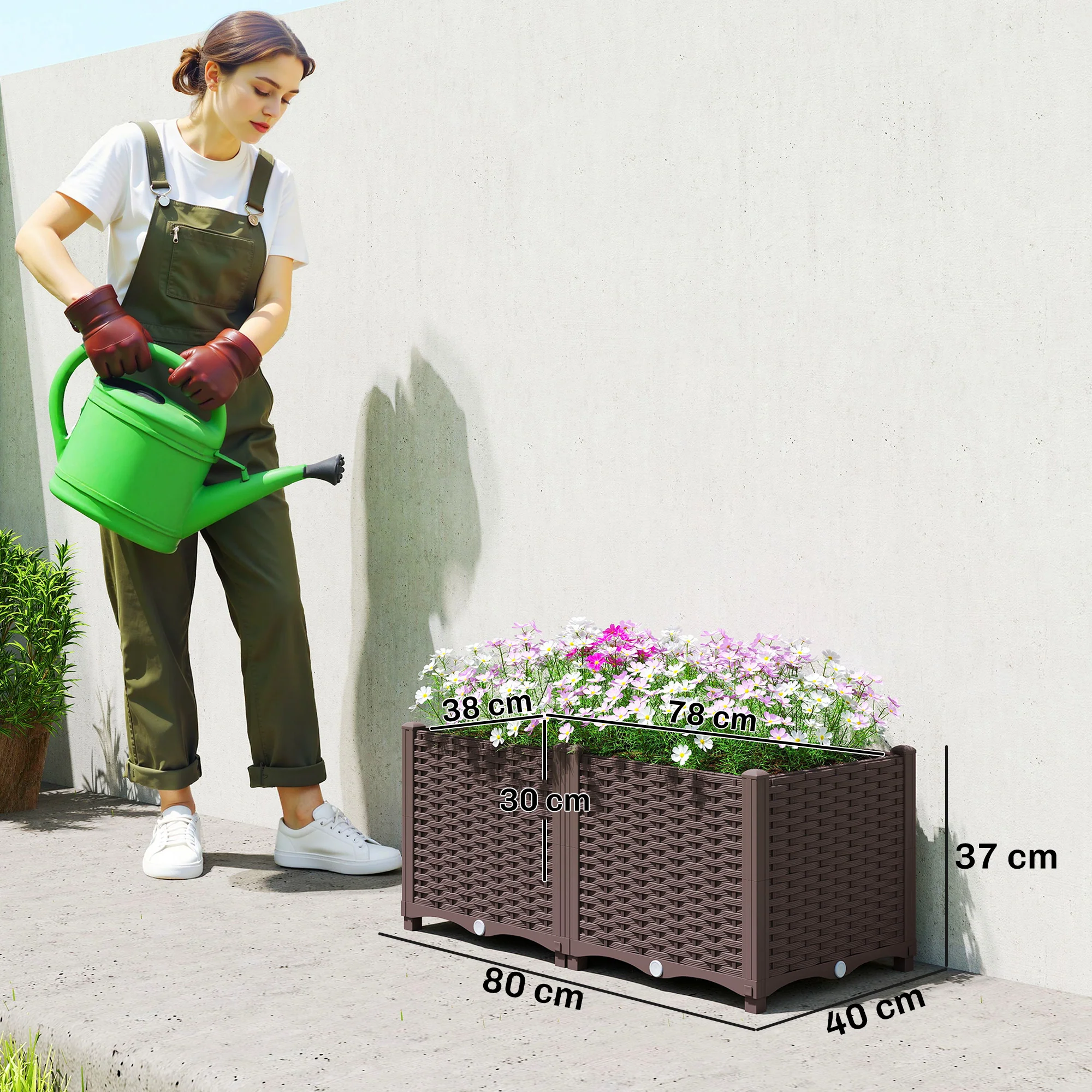 Outsunny Plastic Raised Garden Bed with Legs and Drainage Holes and Plugs - Image 3