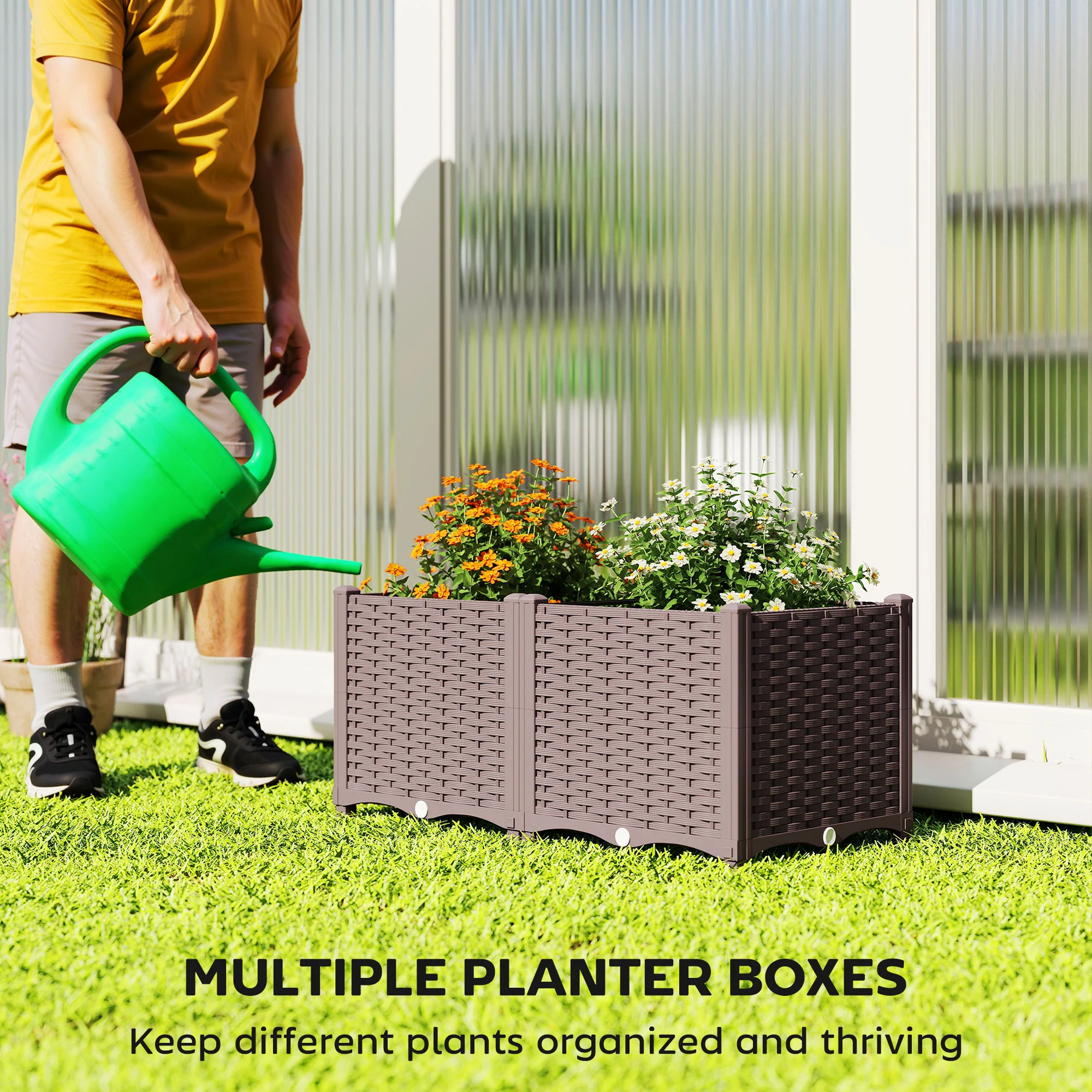Outsunny Plastic Raised Garden Bed with Legs and Drainage Holes and Plugs - Image 4