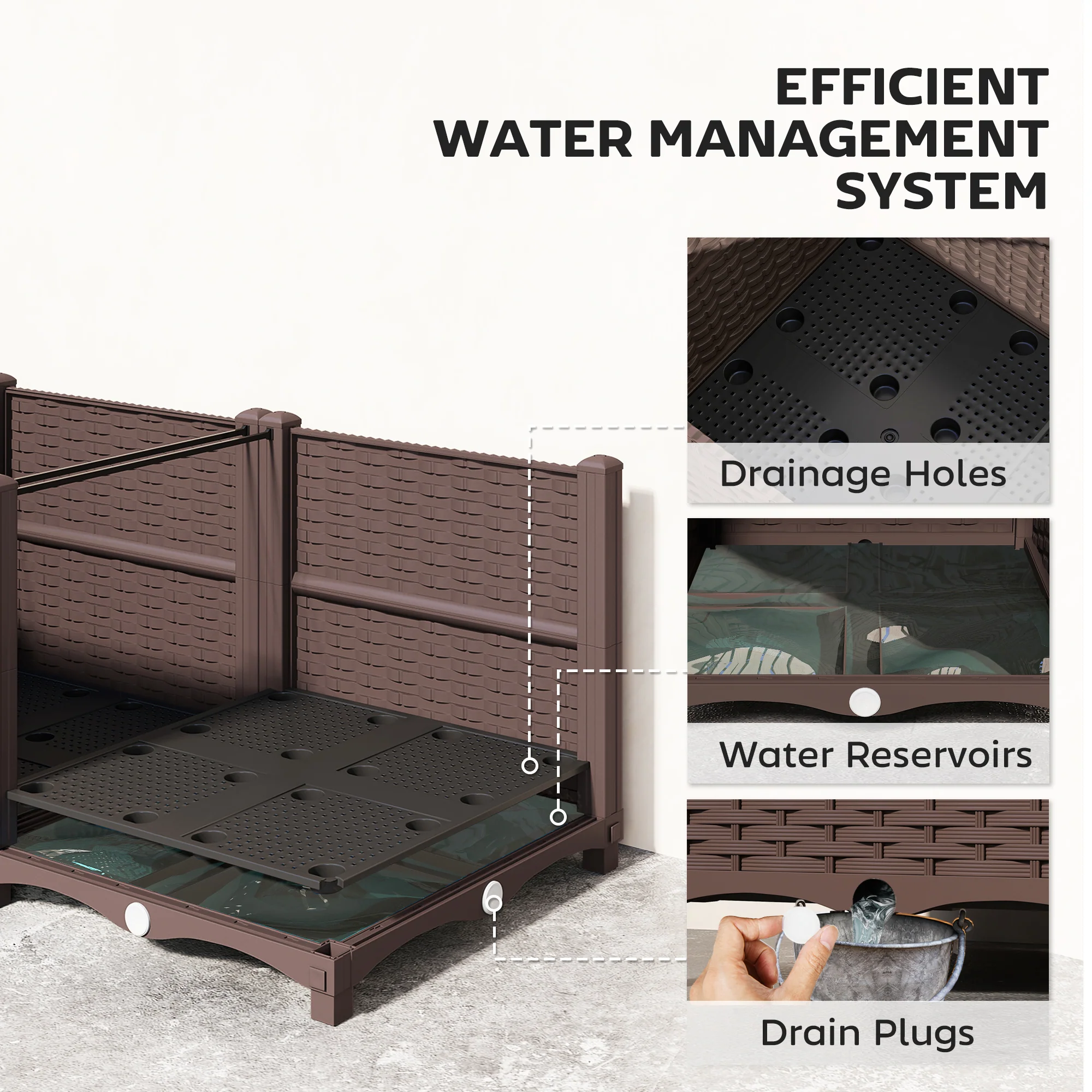 Outsunny Plastic Raised Garden Bed with Legs and Drainage Holes and Plugs - Image 5