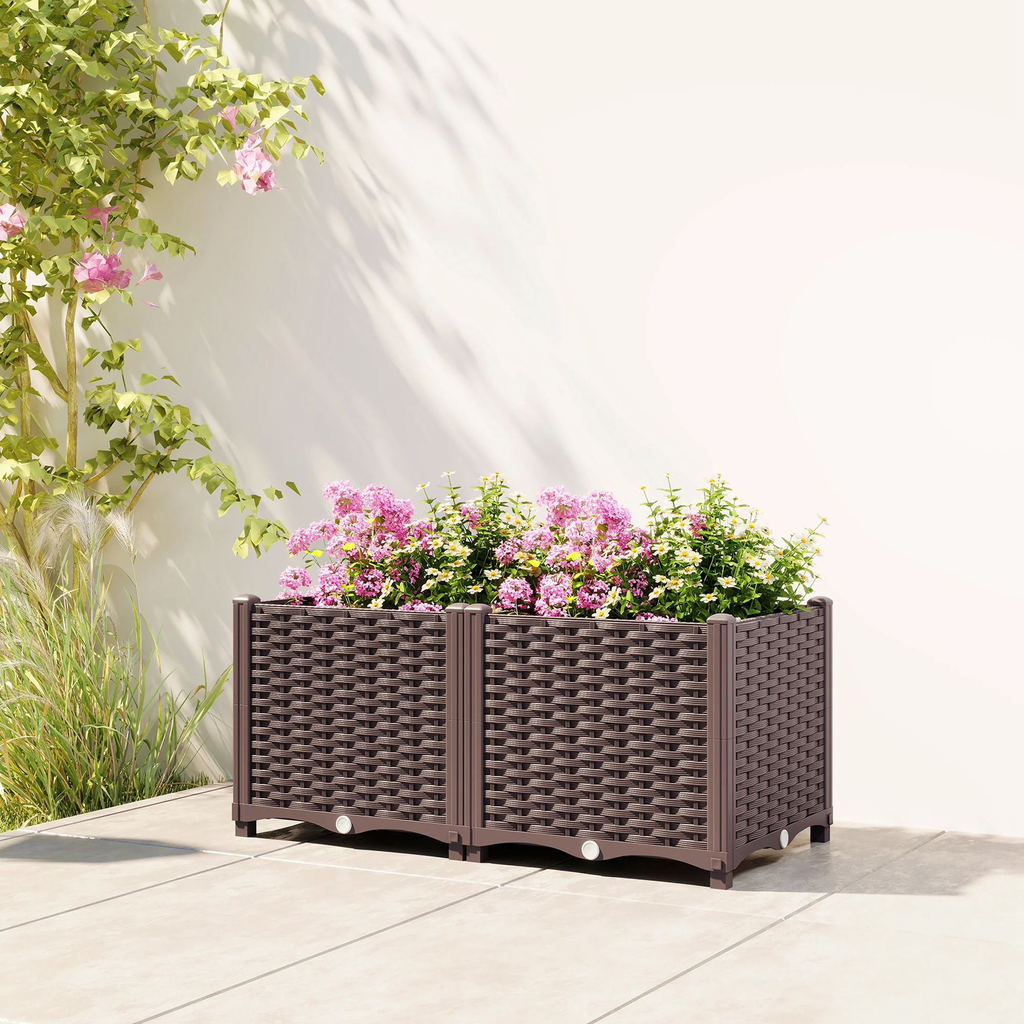 Outsunny Plastic Raised Garden Bed with Legs and Drainage Holes and Plugs - Image 7