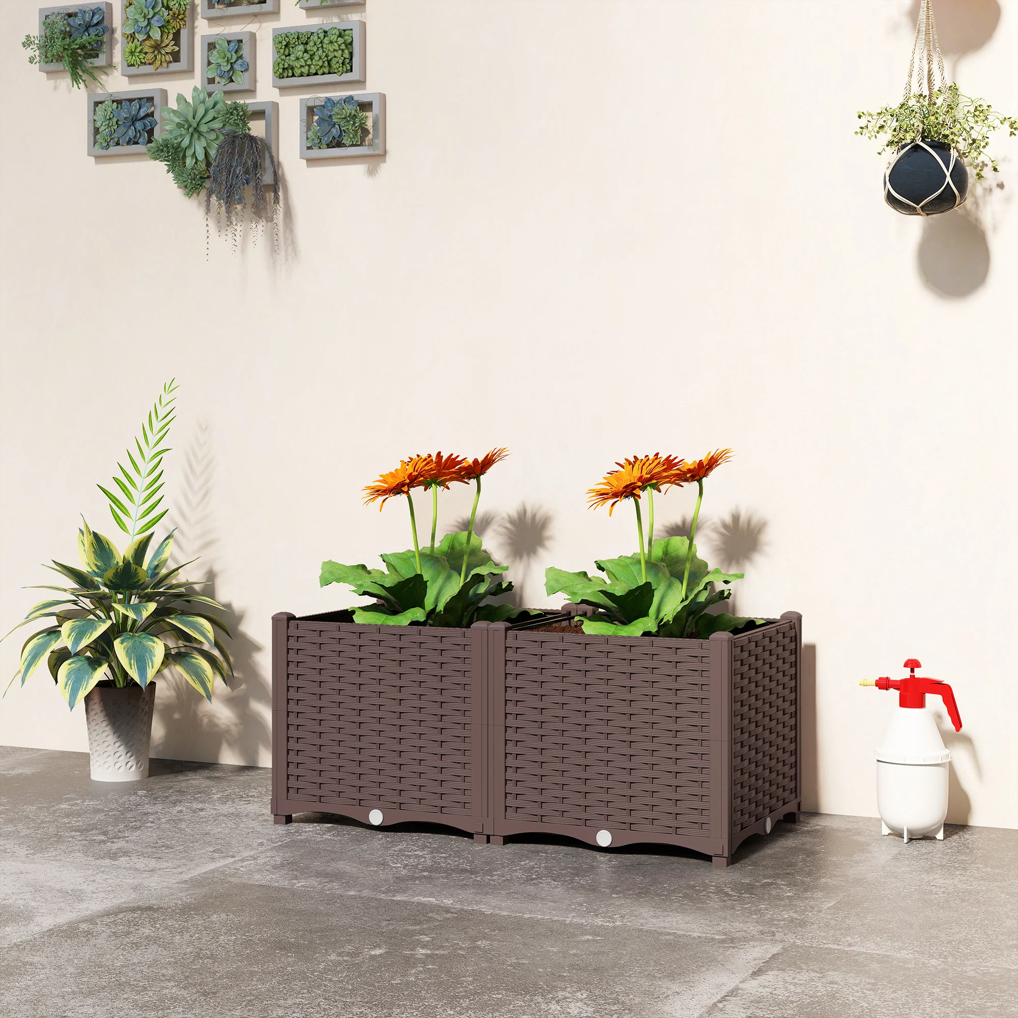 Outsunny Plastic Raised Garden Bed with Legs and Drainage Holes and Plugs - Image 8