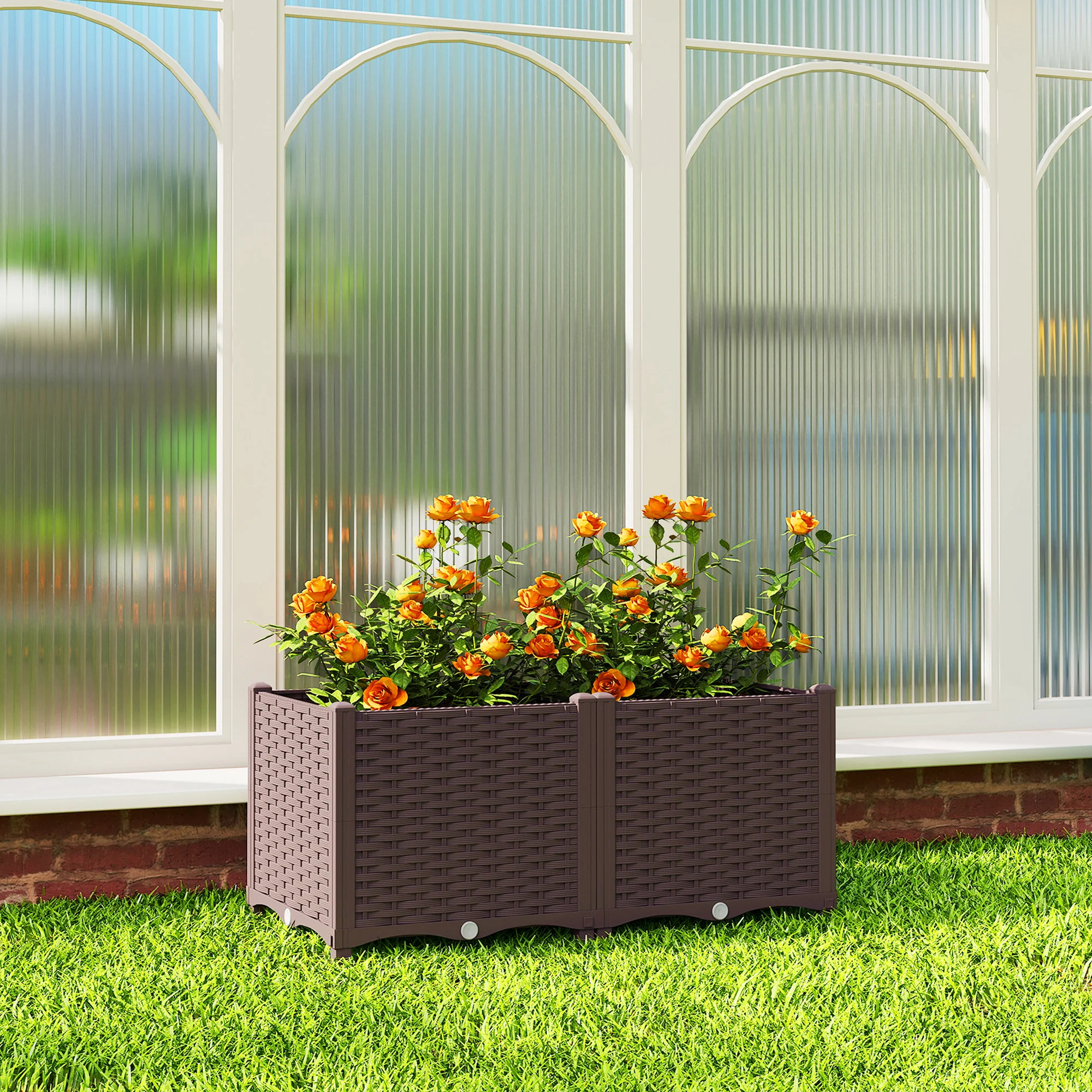 Outsunny Plastic Raised Garden Bed with Legs and Drainage Holes and Plugs - Image 9