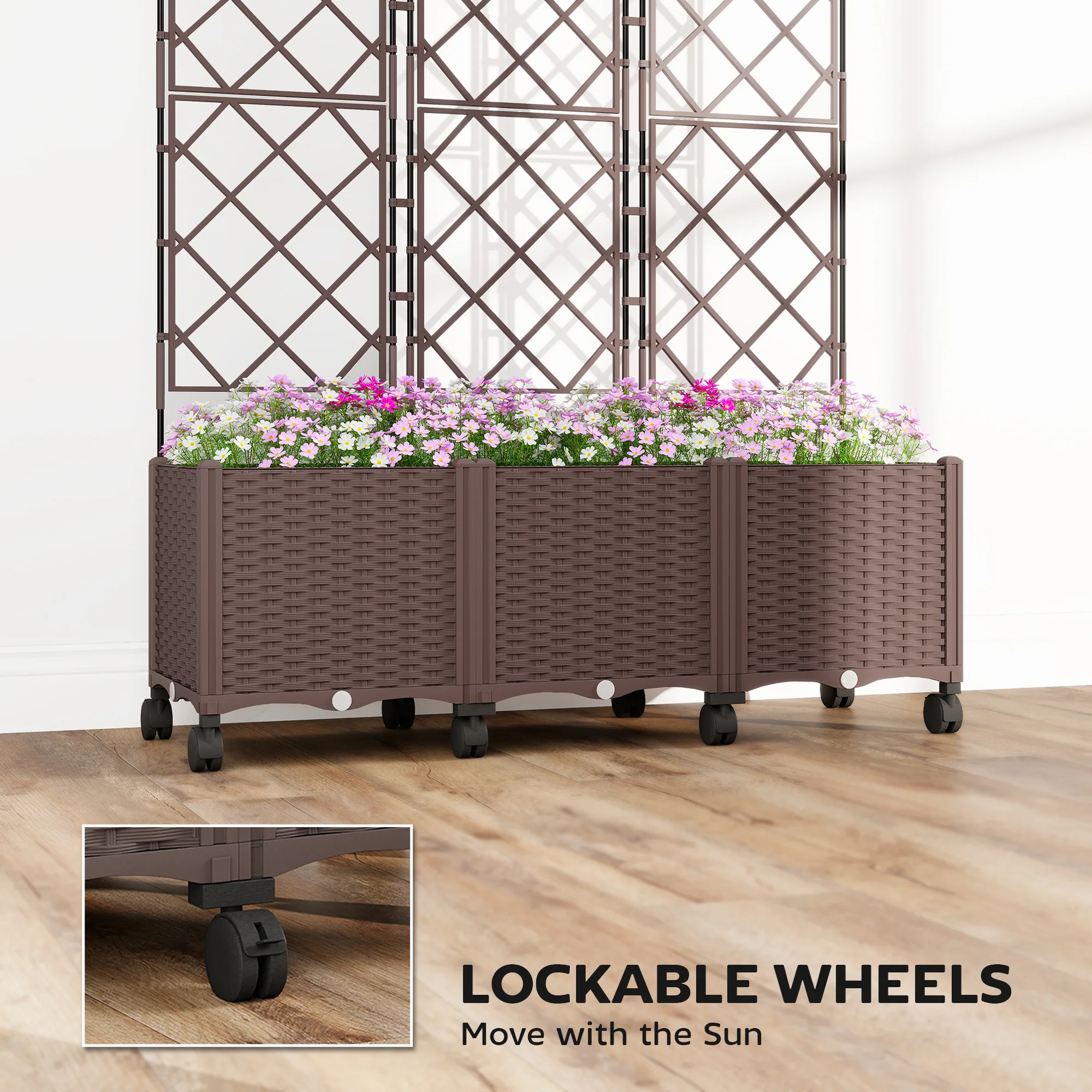 Outsunny Plastic Raised Planter with Trellis and Self Watering Design - Image 6