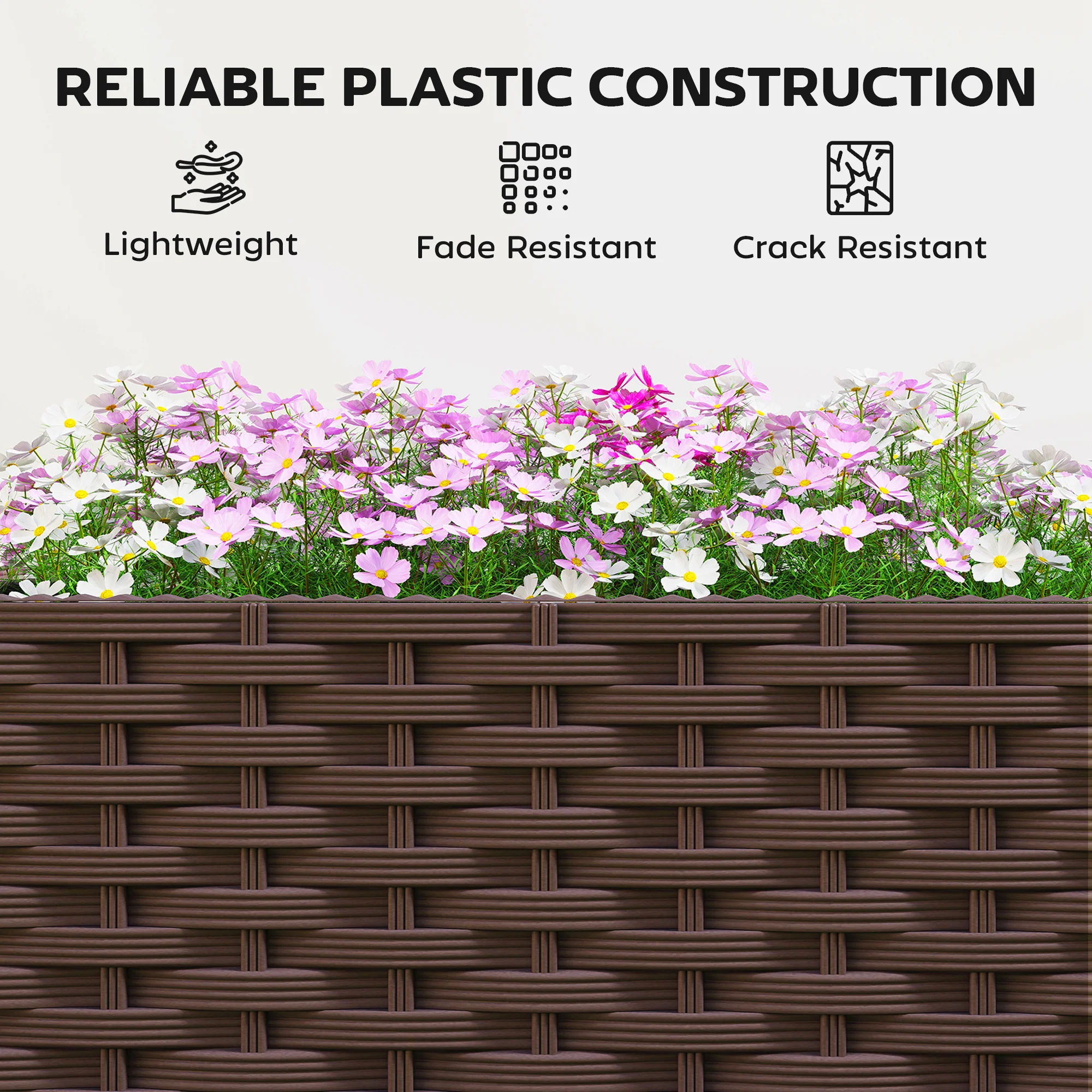Outsunny Plastic Raised Planter with Trellis and Self Watering Design - Image 8