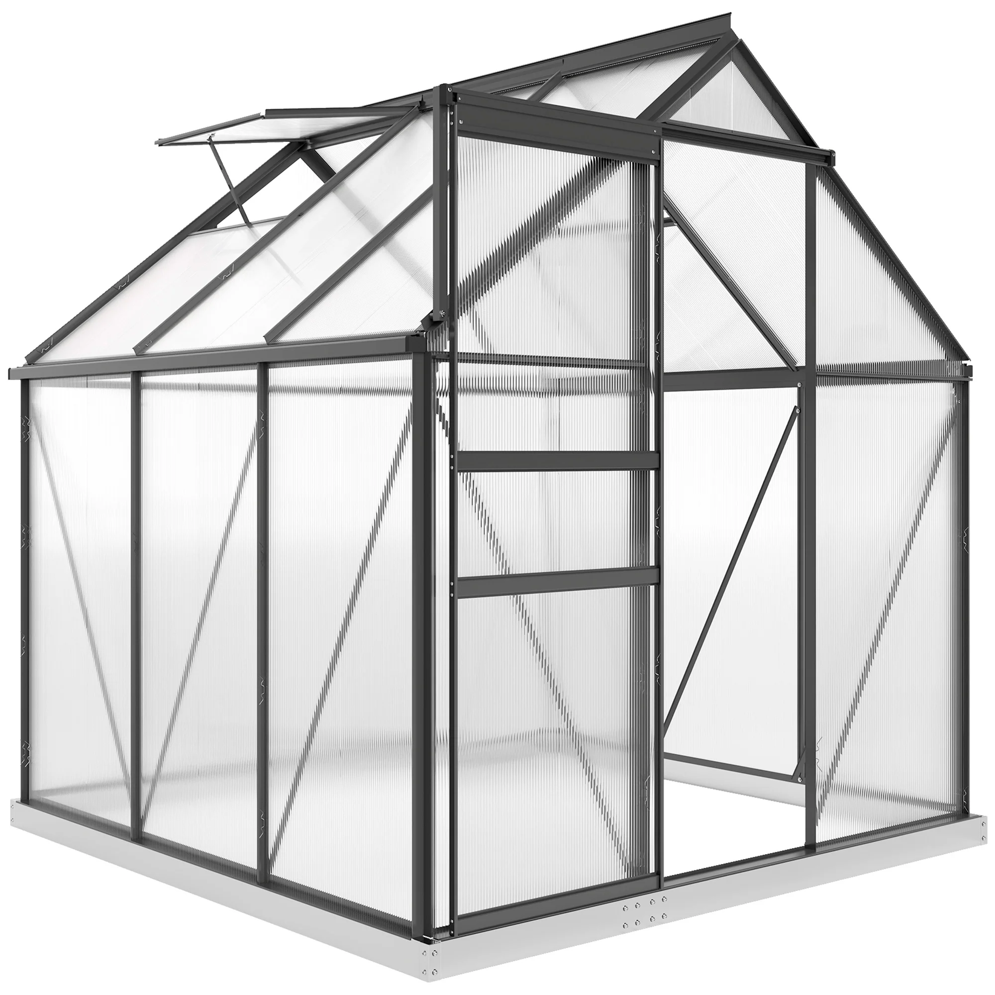 Outsunny Polycarbonate Walk-in Garden Greenhouse w/ Sliding Door