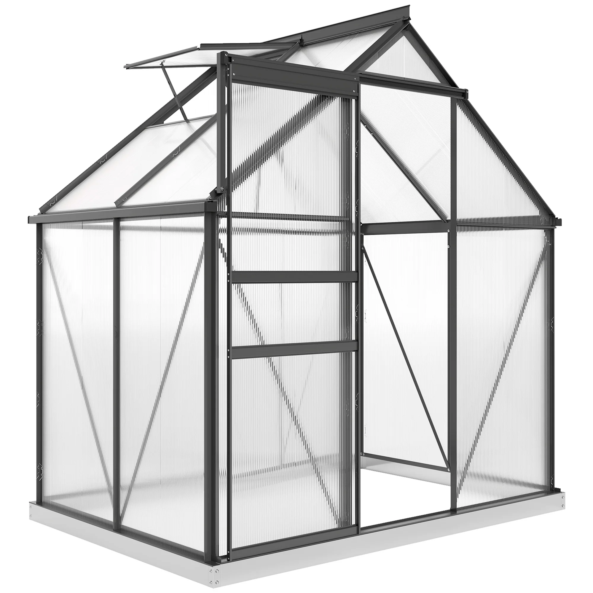 Outsunny Polycarbonate Walk-in Garden Greenhouse W/ Sliding Door