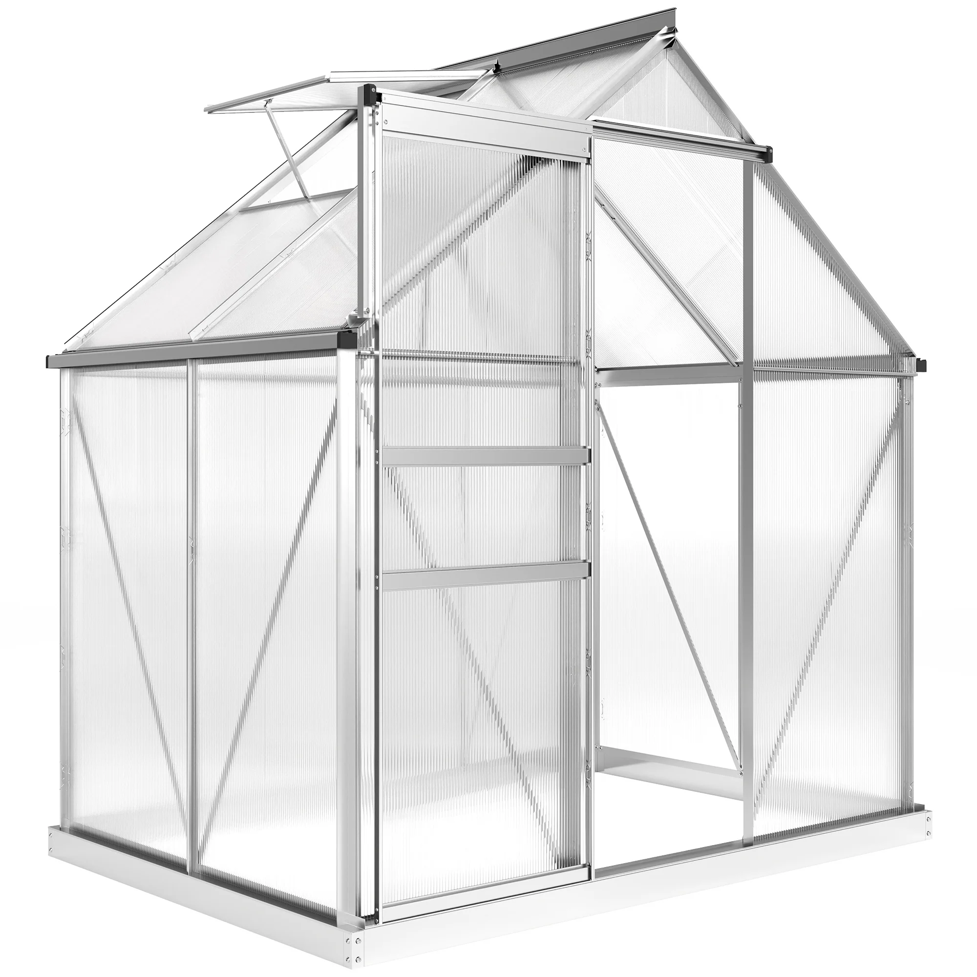 Outsunny Polycarbonate Walk-in Garden Greenhouse W/ Sliding Door - Image 10