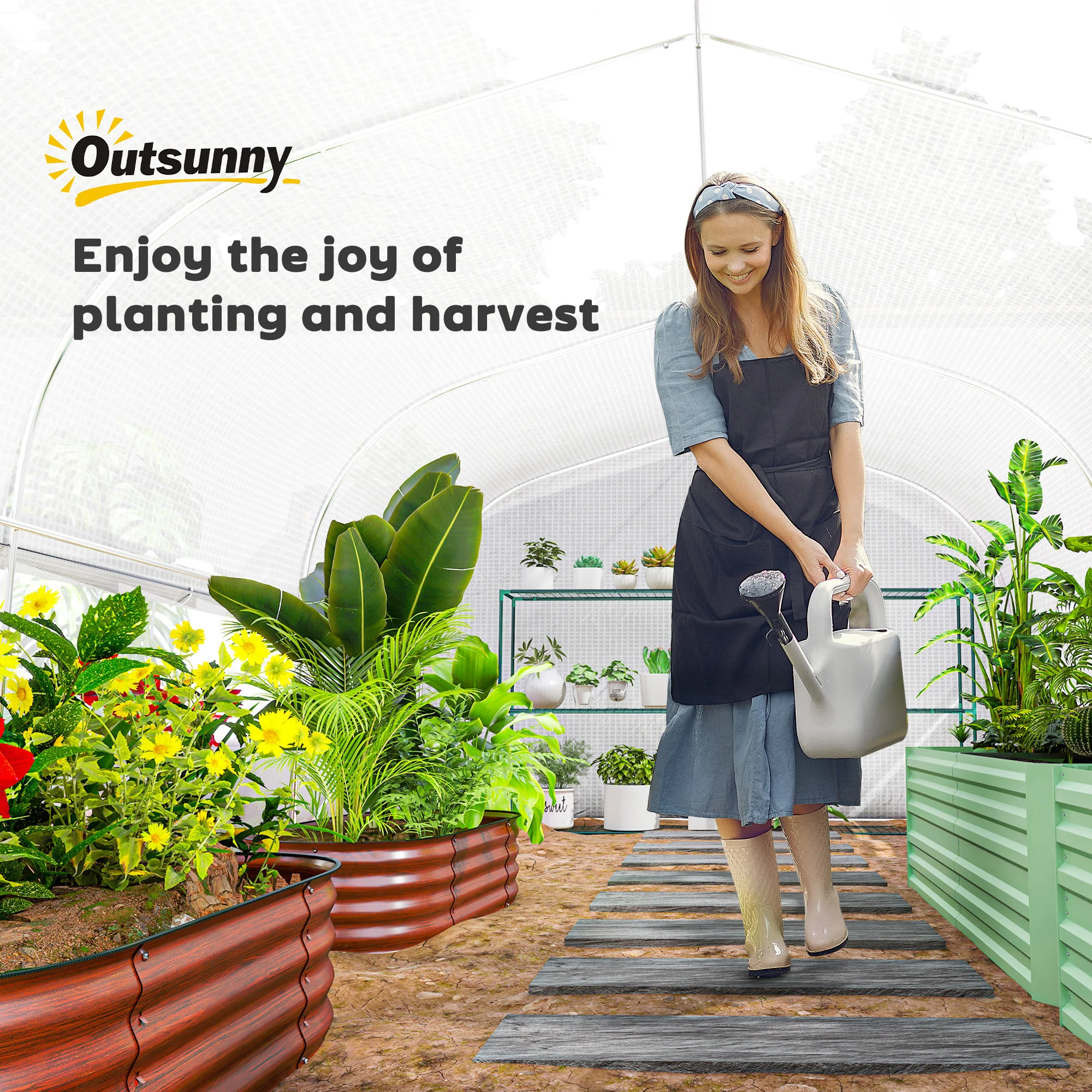 Outsunny Polytunnel Greenhouse W/ Roll-up Sidewalls, Mesh Door, 6 x 3 x 2m - Image 8