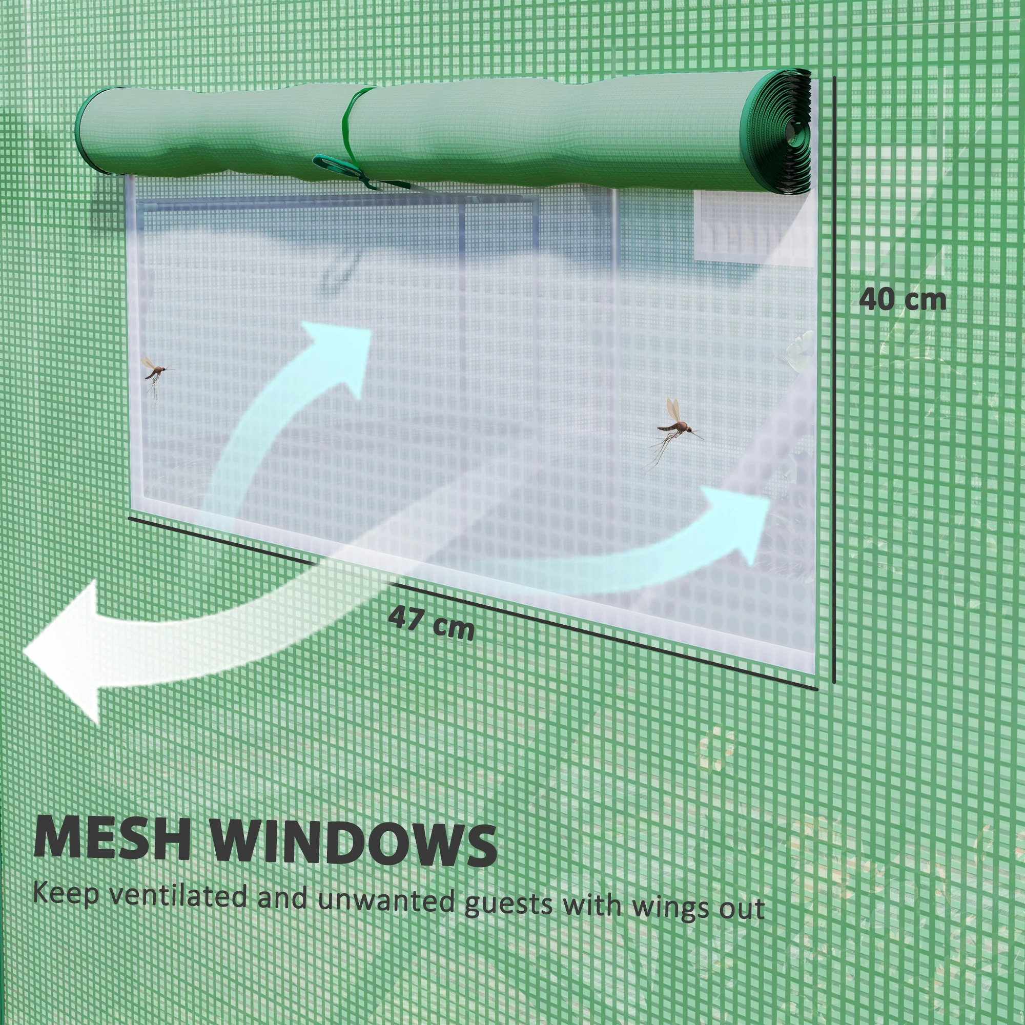 Outsunny Polytunnel Greenhouse with 3 Roll-up Doors, Green - Image 13