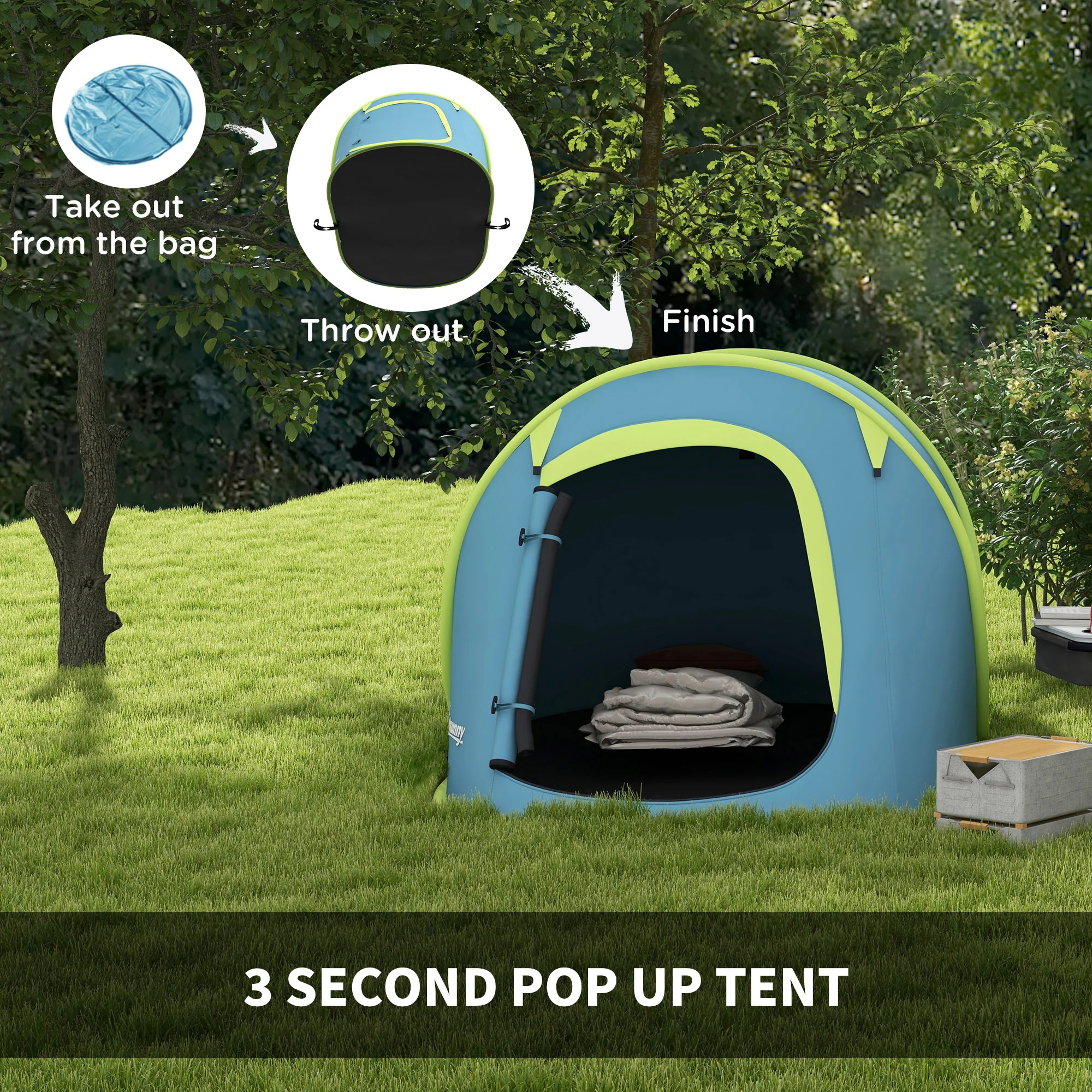 Outsunny Pop up Camping Tent for 2 Man, 2000mm Waterproof with Carry Bag - Image 12