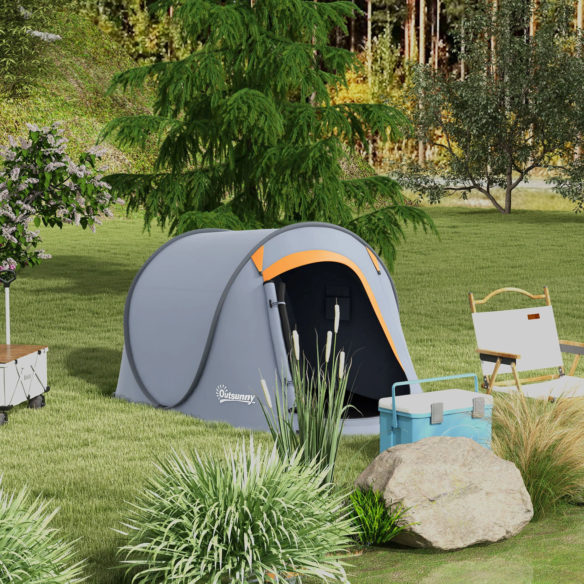 Outsunny Pop up Camping Tent for 2 Man, 2000mm Waterproof with Carry Bag - Image 2