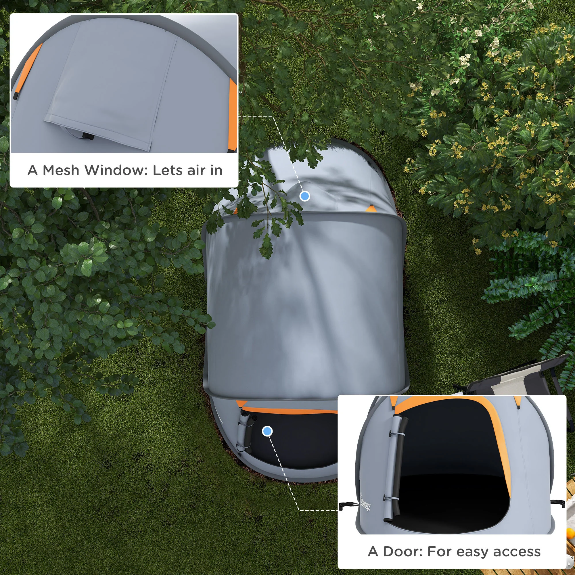 Outsunny Pop up Camping Tent for 2 Man, 2000mm Waterproof with Carry Bag - Image 6