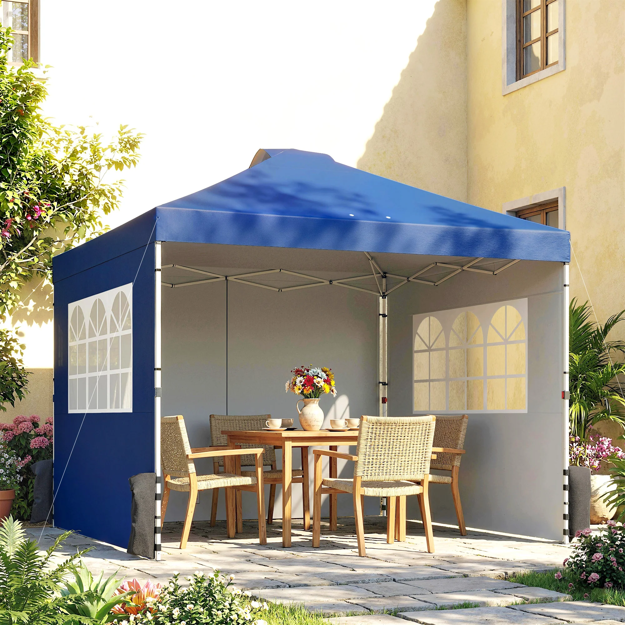 Outsunny Pop Up Gazebo Waterproof Height Adjustable 3 x 3 (m) Dark Blue - Image 2