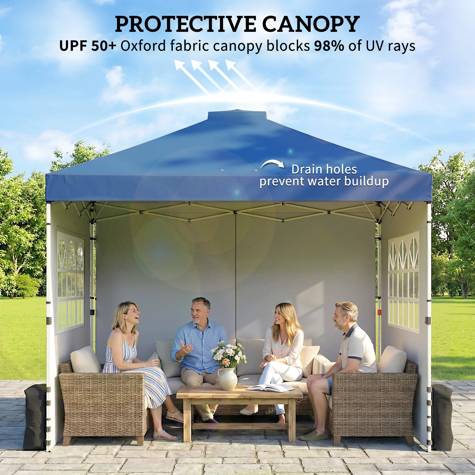 Outsunny Pop Up Gazebo Waterproof Height Adjustable 3 x 3 (m) Dark Blue - Image 5