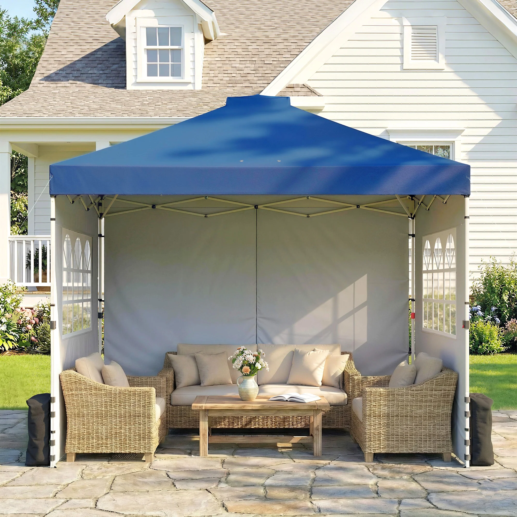 Outsunny Pop Up Gazebo Waterproof Height Adjustable 3 x 3 (m) Dark Blue - Image 9