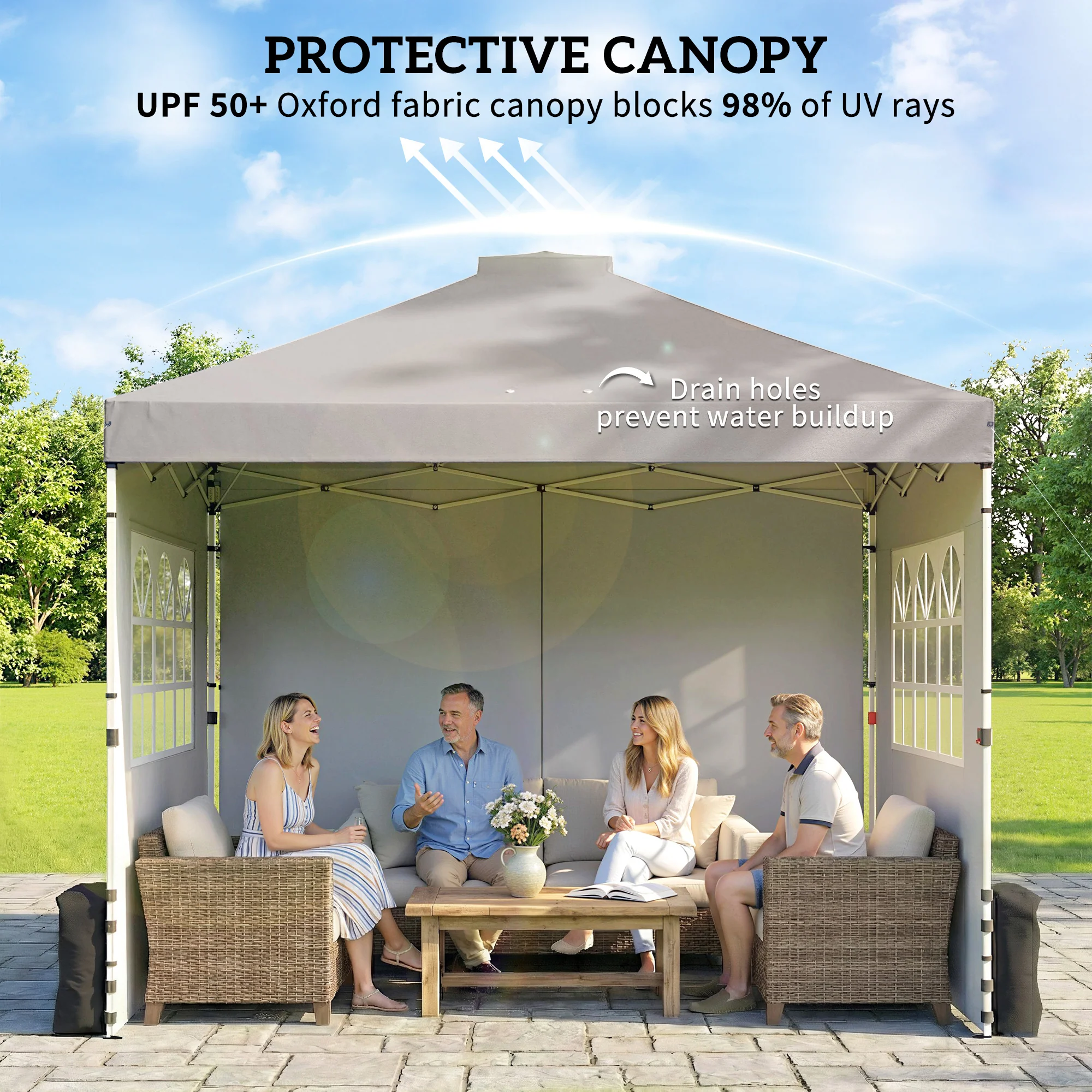 Outsunny Pop Up Gazebo Waterproof Height Adjustable 3 x 3 (m) Grey - Image 5