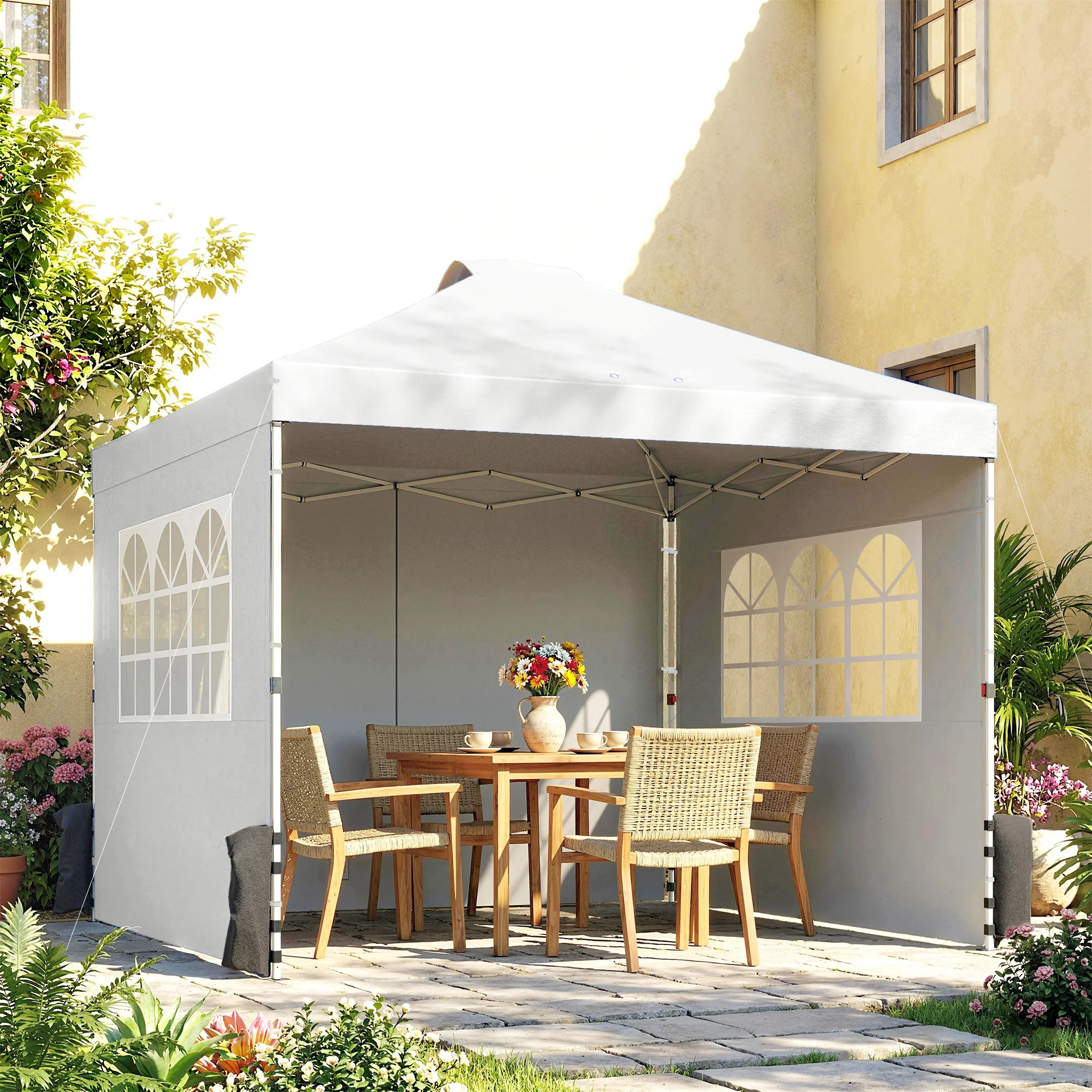 Outsunny Pop Up Gazebo Waterproof Height Adjustable 3 x 3 (m) White - Image 2