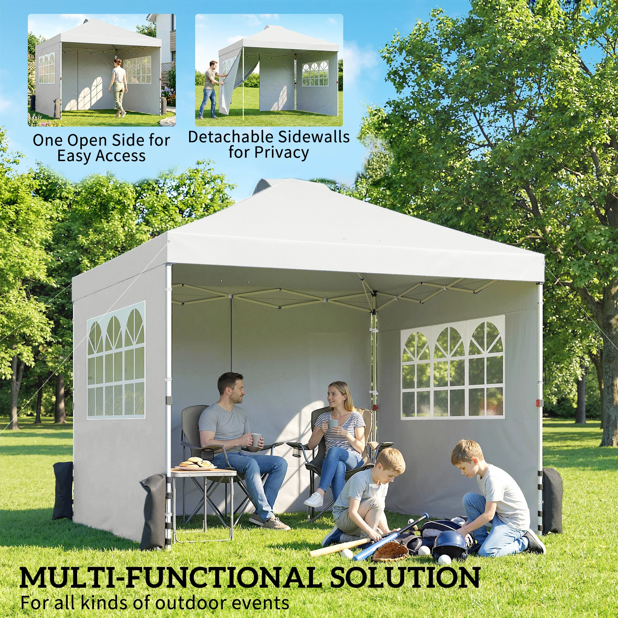 Outsunny Pop Up Gazebo Waterproof Height Adjustable 3 x 3 (m) White - Image 4