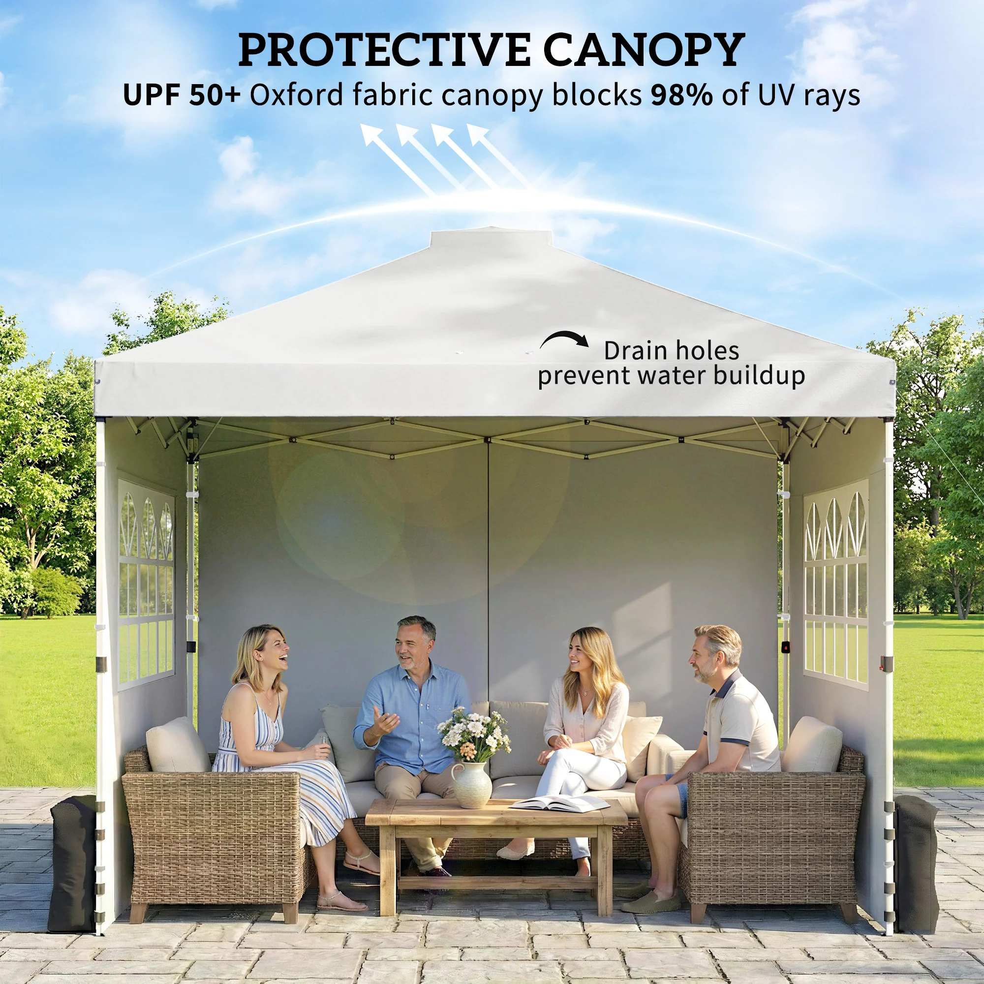 Outsunny Pop Up Gazebo Waterproof Height Adjustable 3 x 3 (m) White - Image 5
