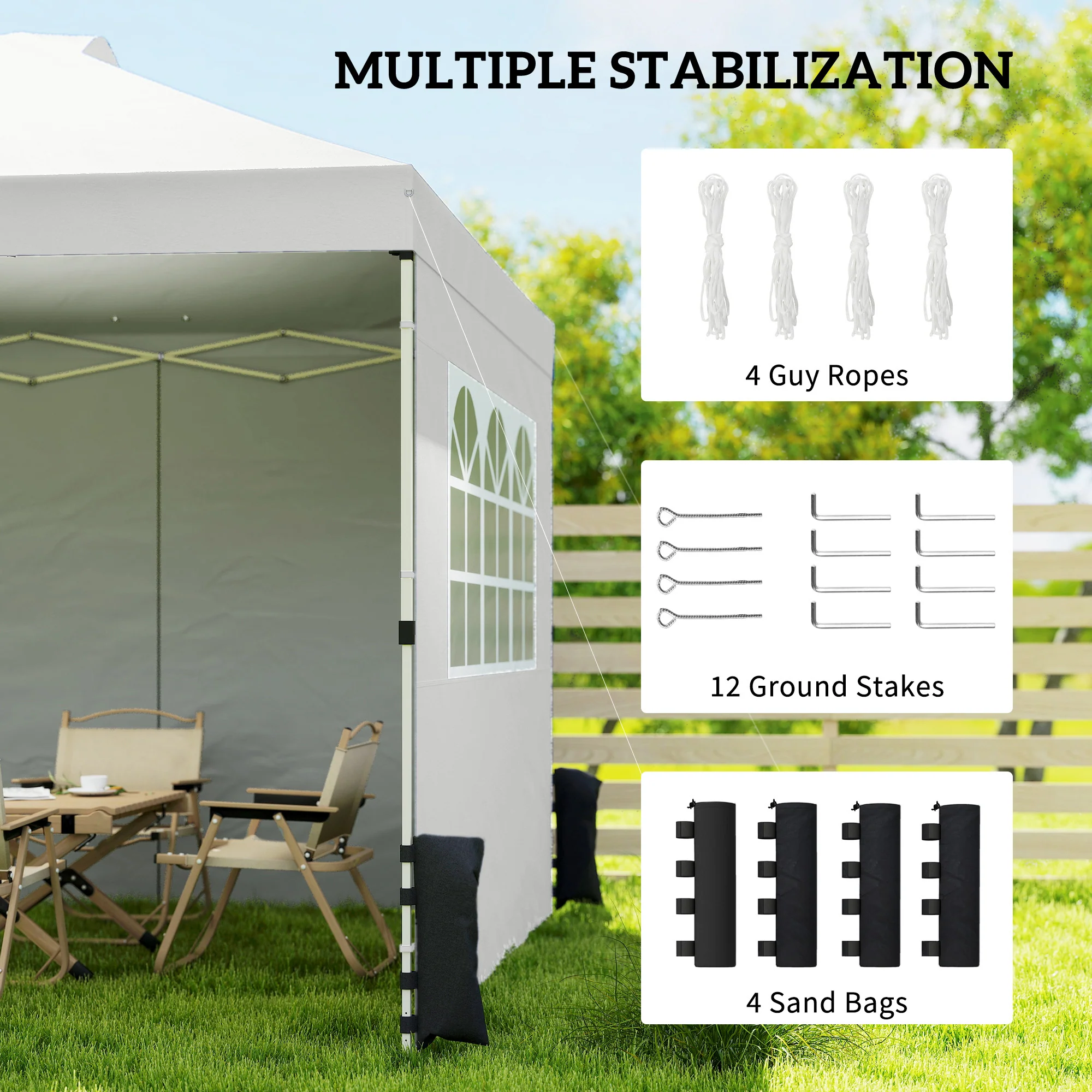 Outsunny Pop Up Gazebo Waterproof Height Adjustable 3 x 3 (m) White - Image 6