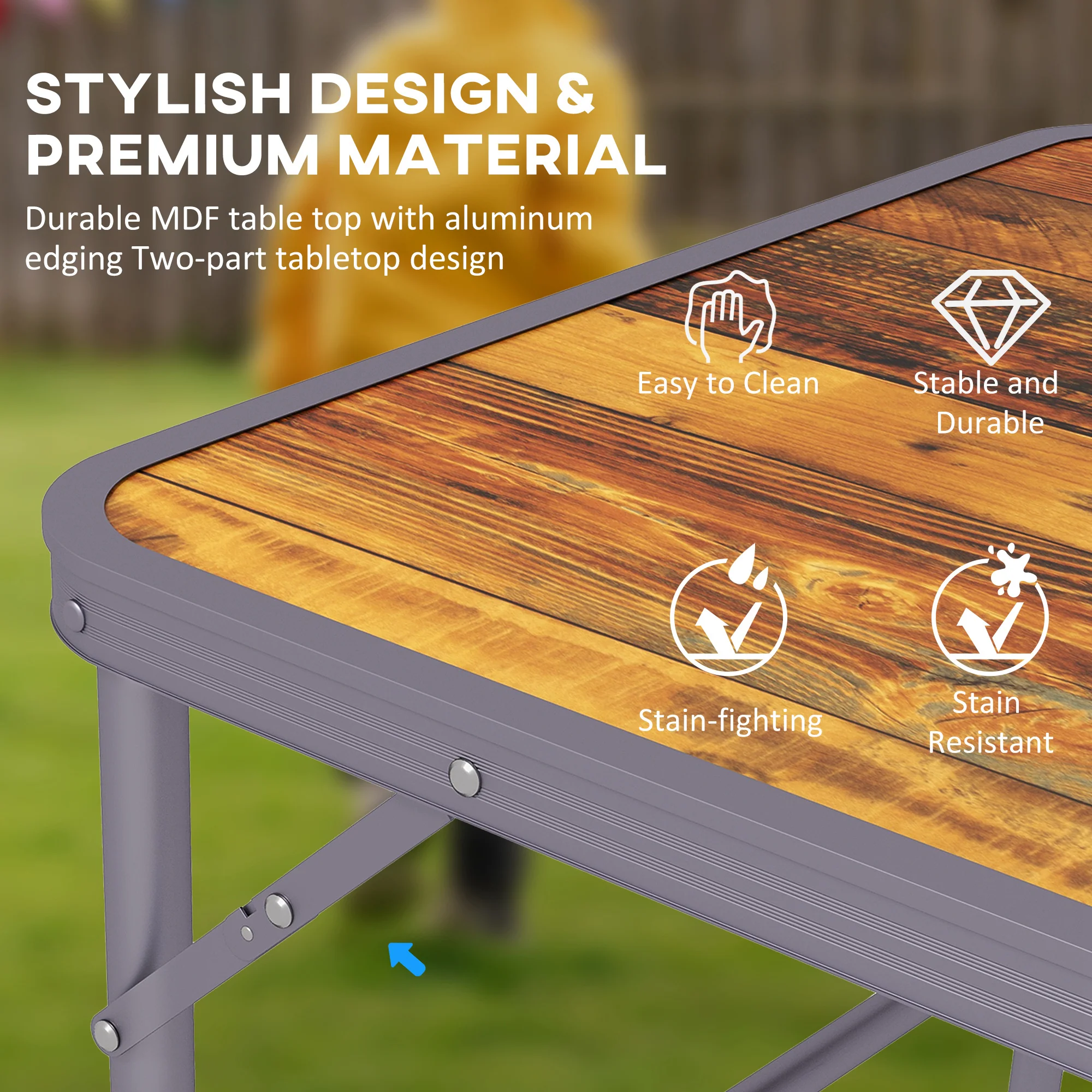 Outsunny Portable Folding Picnic Table Outdoor Lightweight BBQ Party Aluminum - Image 7