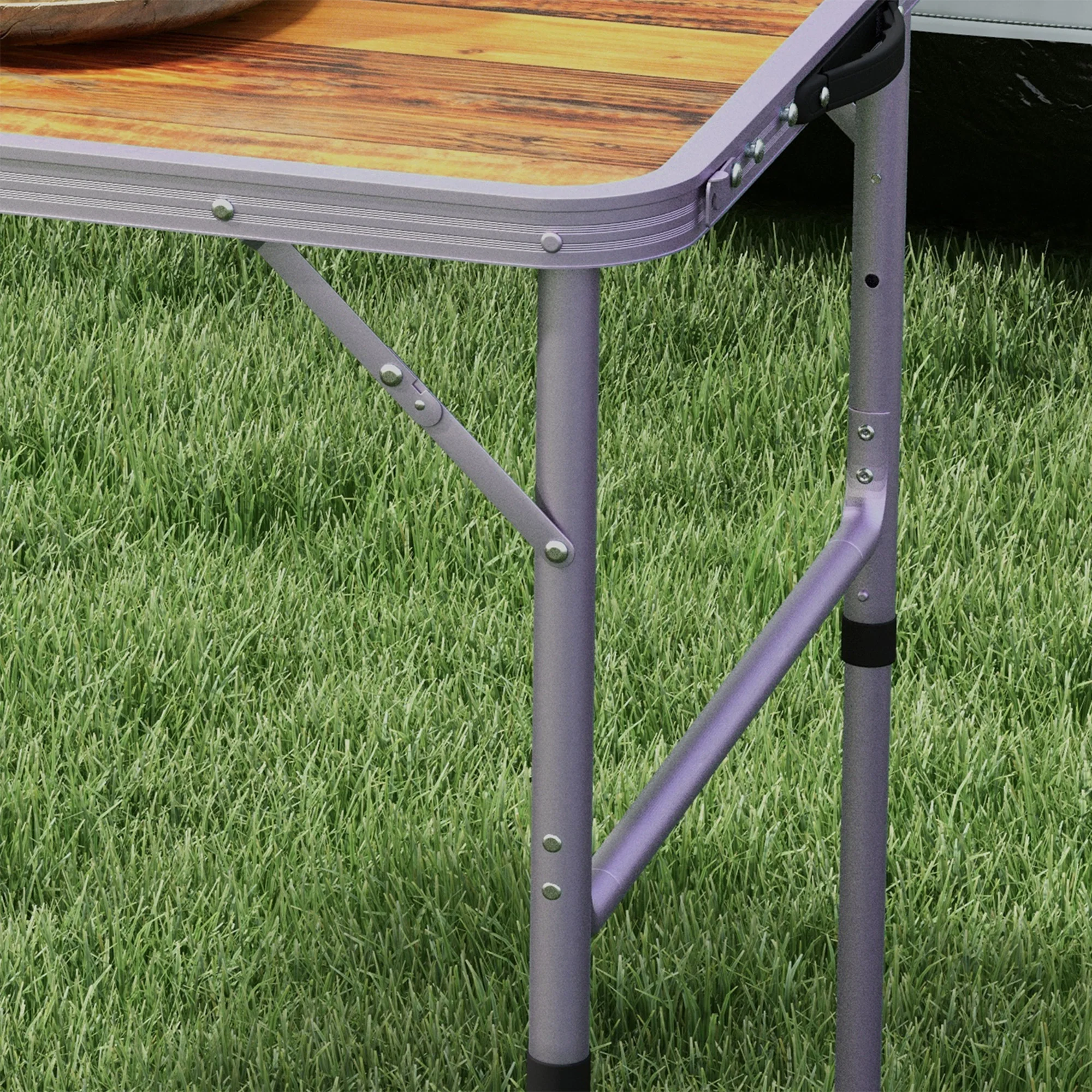 Outsunny Portable Folding Picnic Table Outdoor Lightweight BBQ Party Aluminum - Image 9