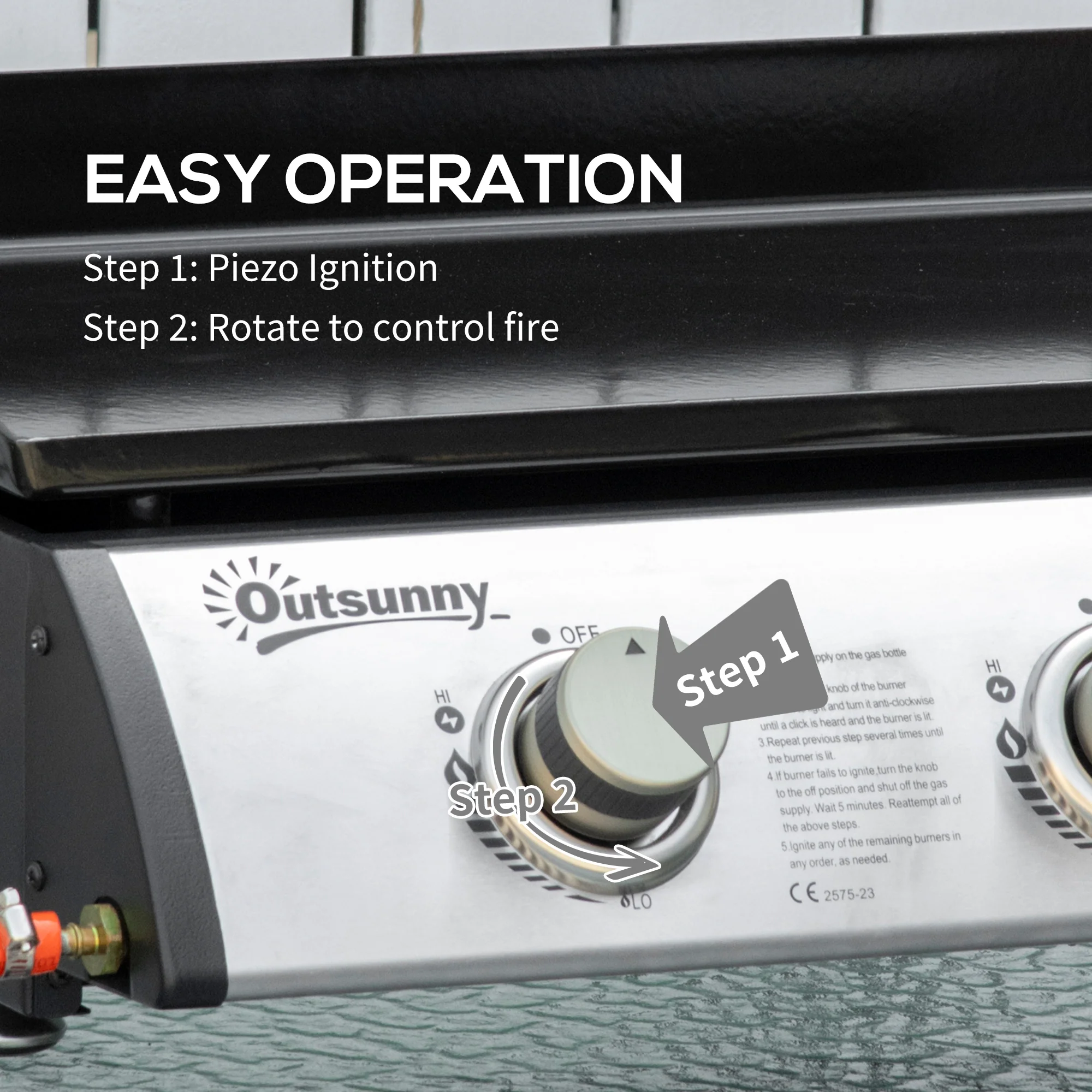 Outsunny Gas Plancha BBQ Grill with 3 Stainless Steel Burner, 9kW - Image 4