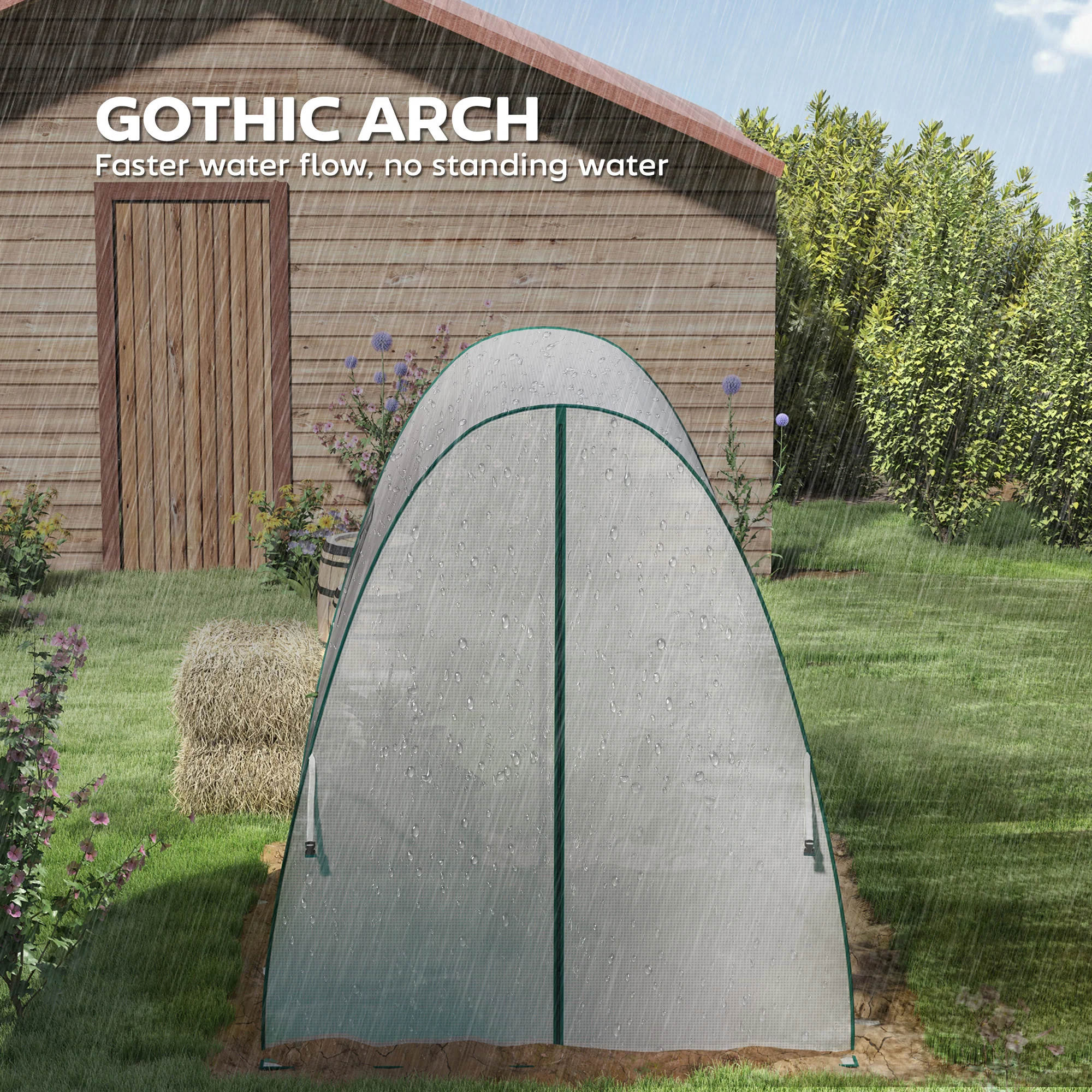 Outsunny Portable Greenhouse Gardening Plant Hot House with 2 Doors, White - Image 3