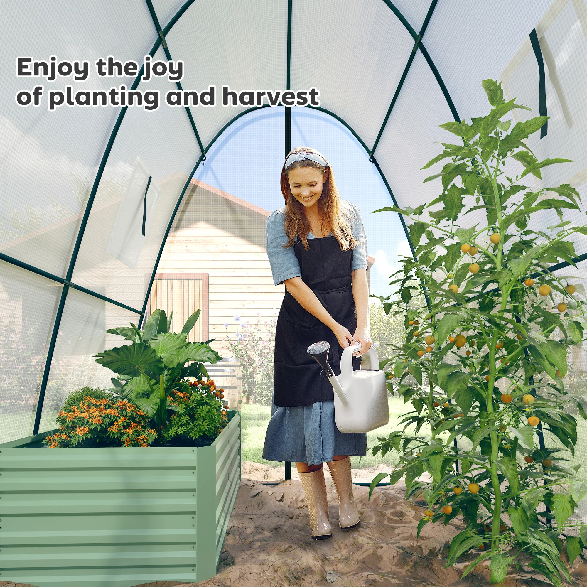 Outsunny Portable Greenhouse Gardening Plant Hot House with 2 Doors, White - Image 8