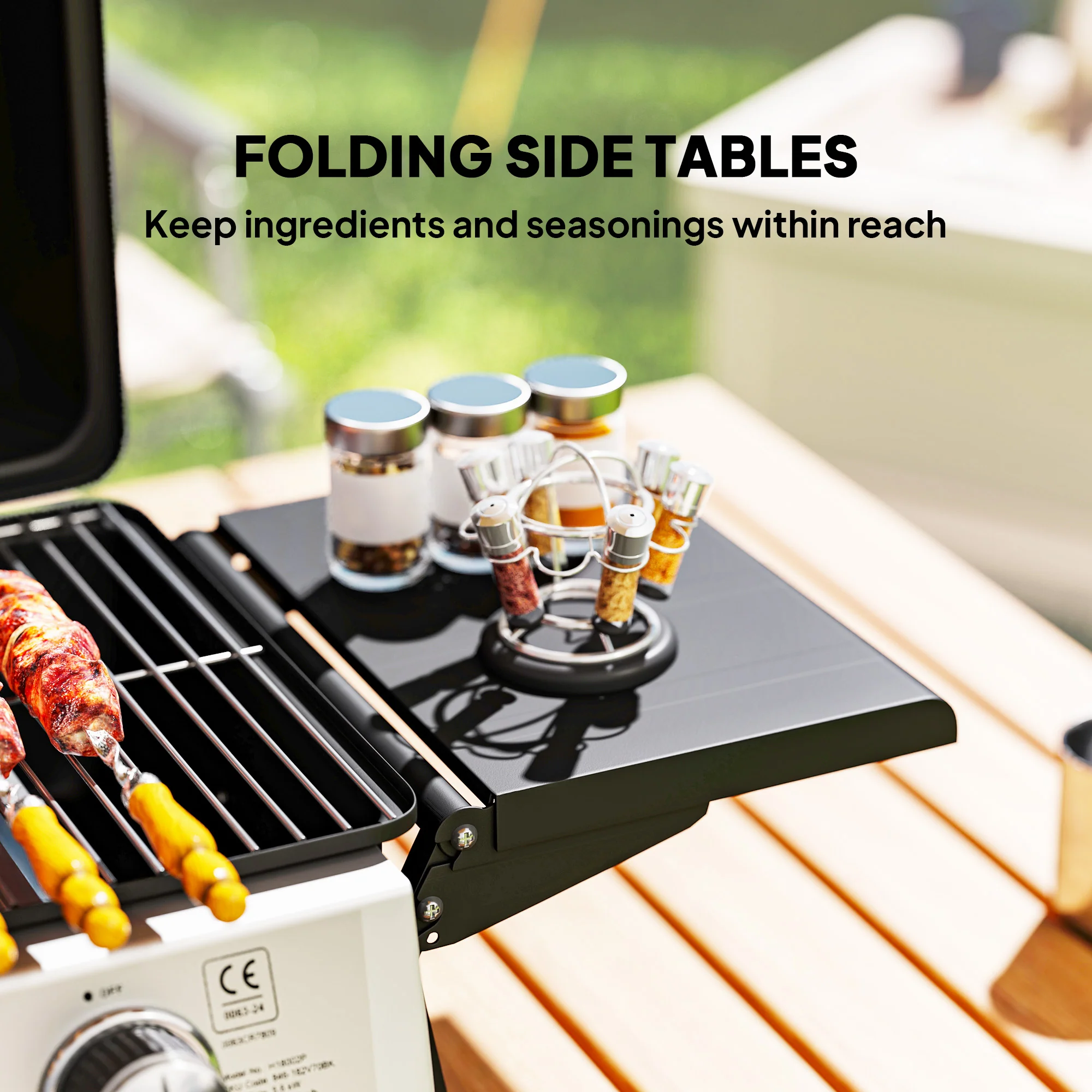 Outsunny Portable Tabletop Gas Barbecue Grill with Thermometer, Black - Image 4