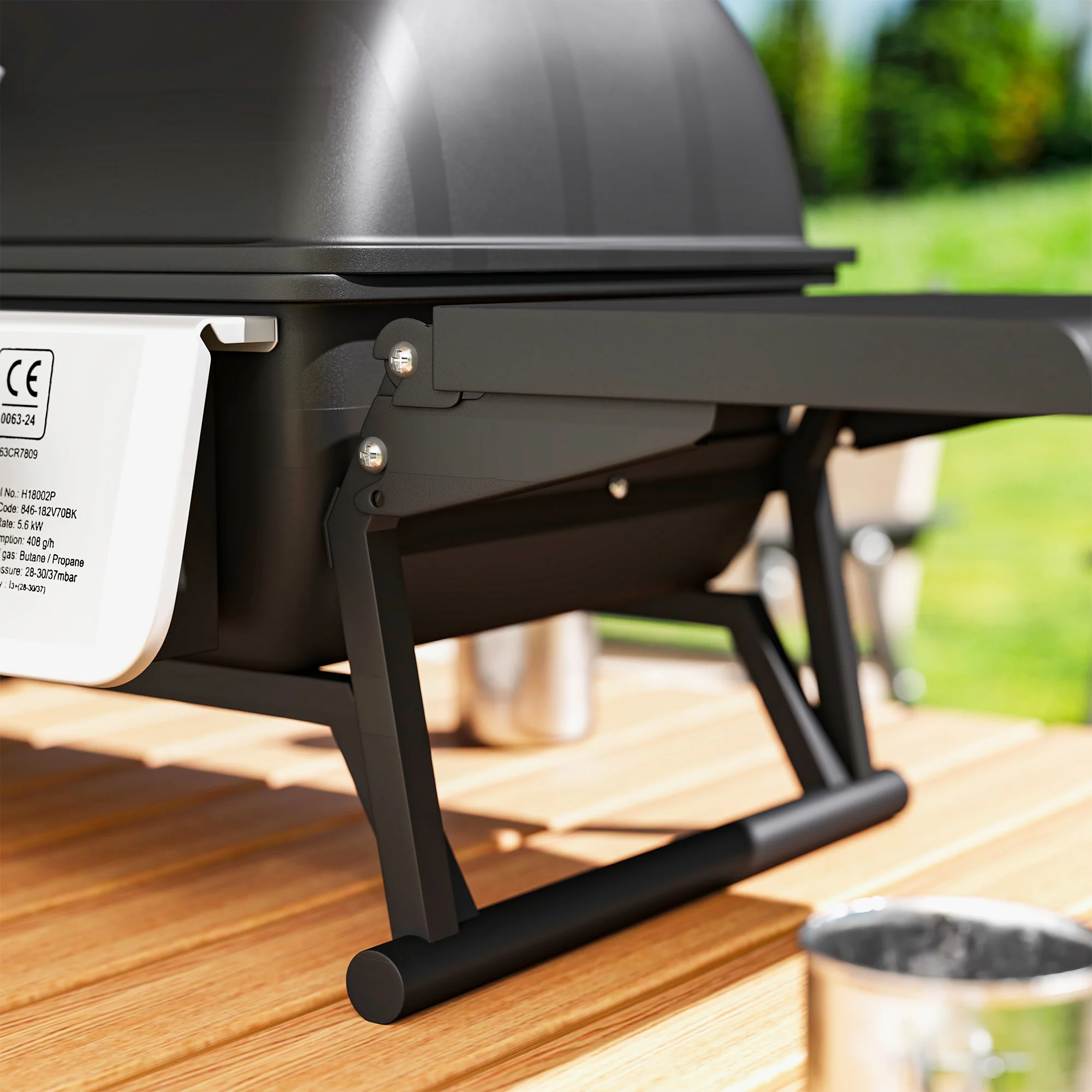 Outsunny Portable Tabletop Gas Barbecue Grill with Thermometer, Black - Image 9