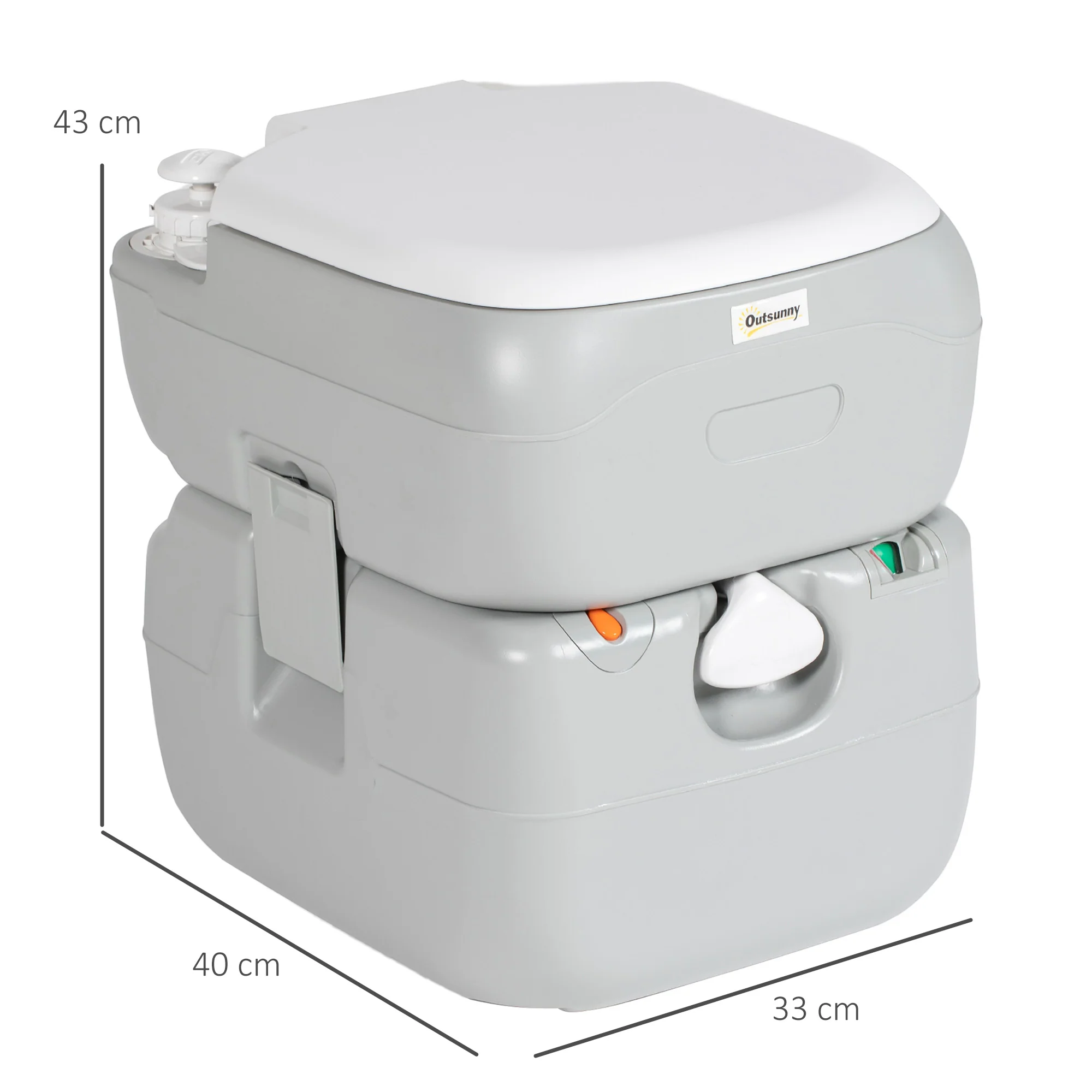 Outsunny Portable Toilet with Detachable Tanks for Camping, Grey - Image 5