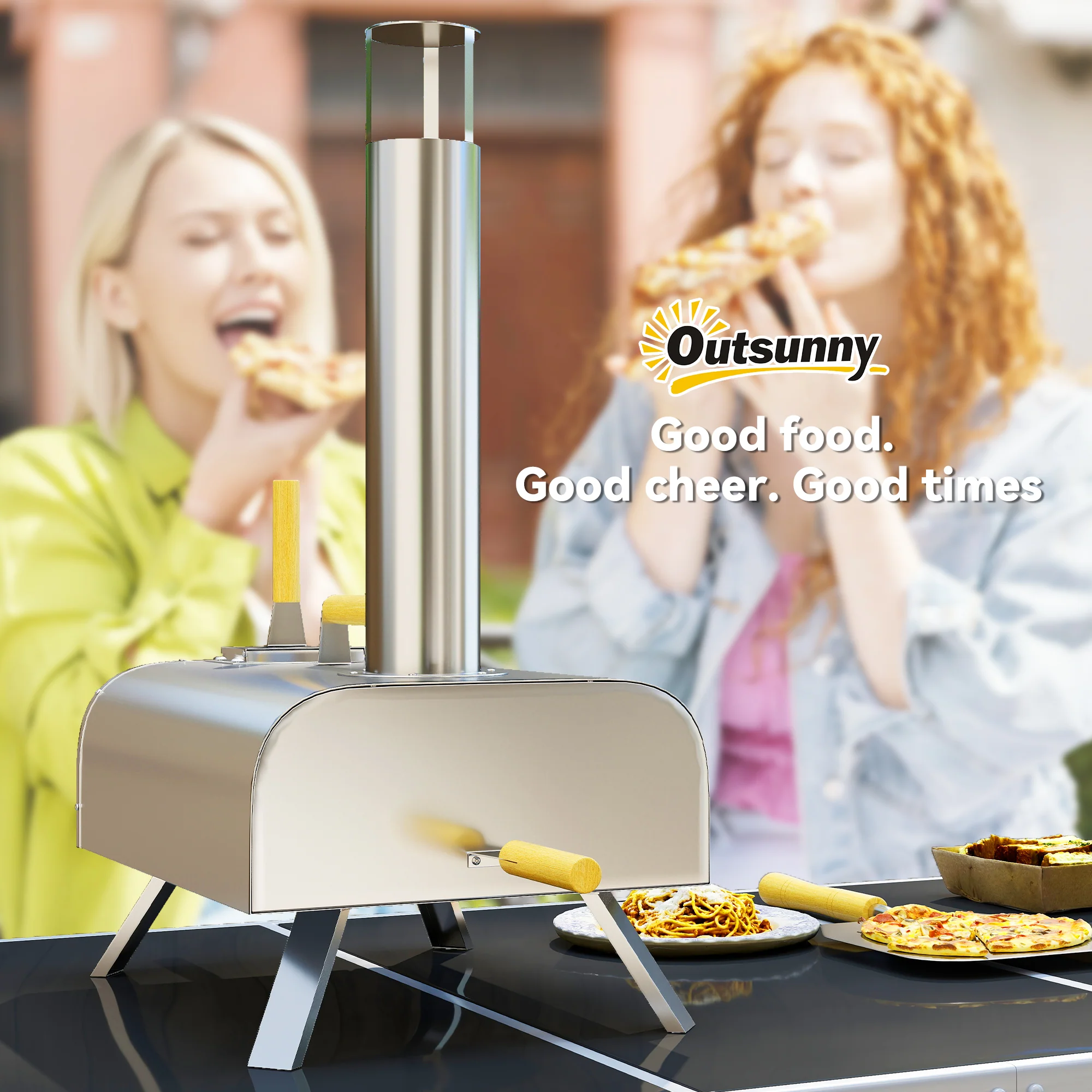 Outsunny Portable Wood Pellet Pizza Oven With Foldable Legs 12 Inch Stone - Image 9